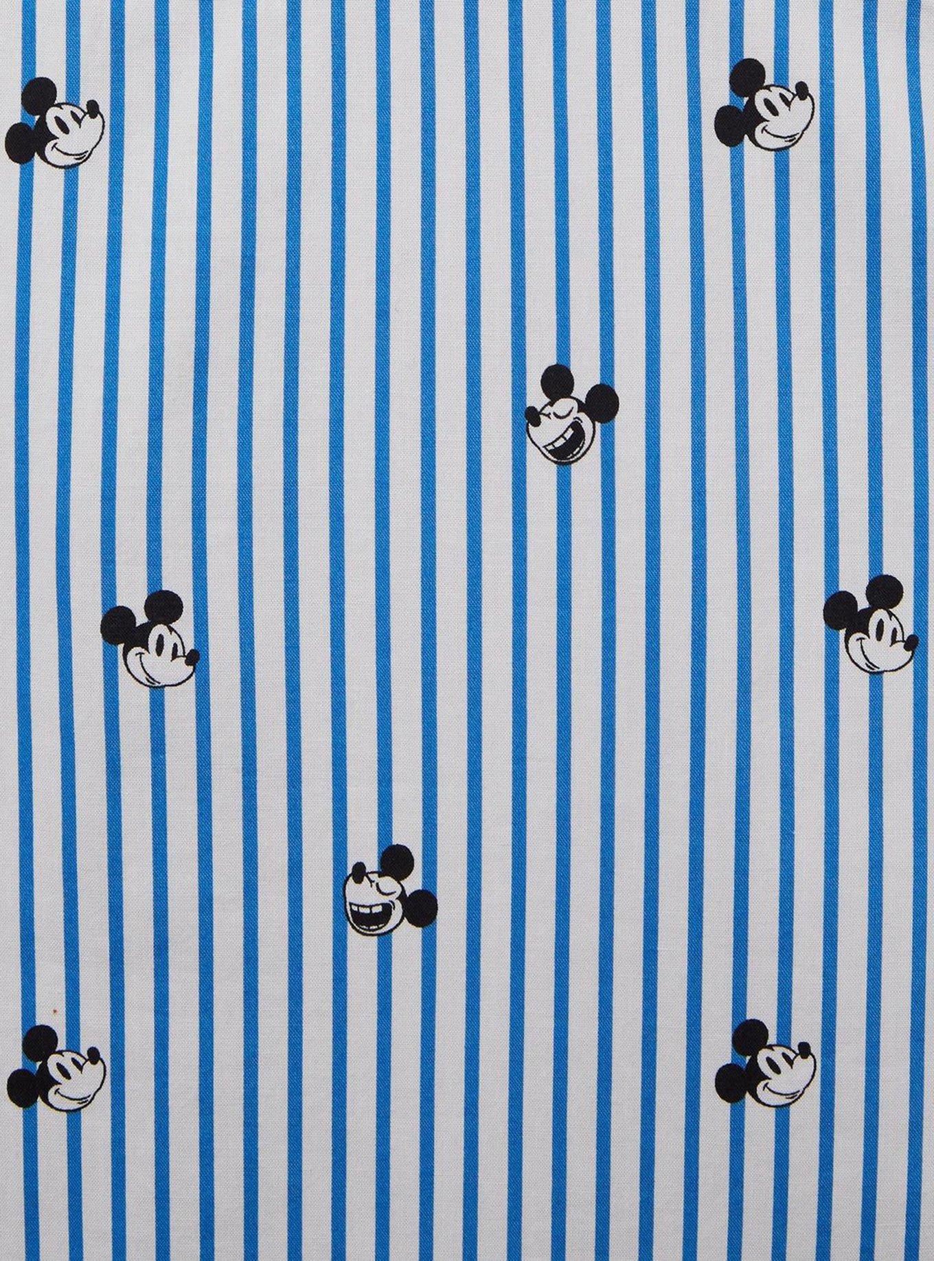 Disney Mickey Mouse Allover Print Striped Woven Button-Up - BoxLunch Exclusive, BLUE, alternate