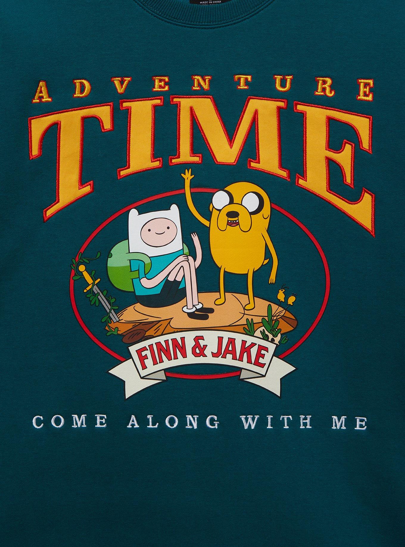 Adventure Time Finn & Jake Portrait Crewneck - BoxLunch Exclusive, GREEN, alternate