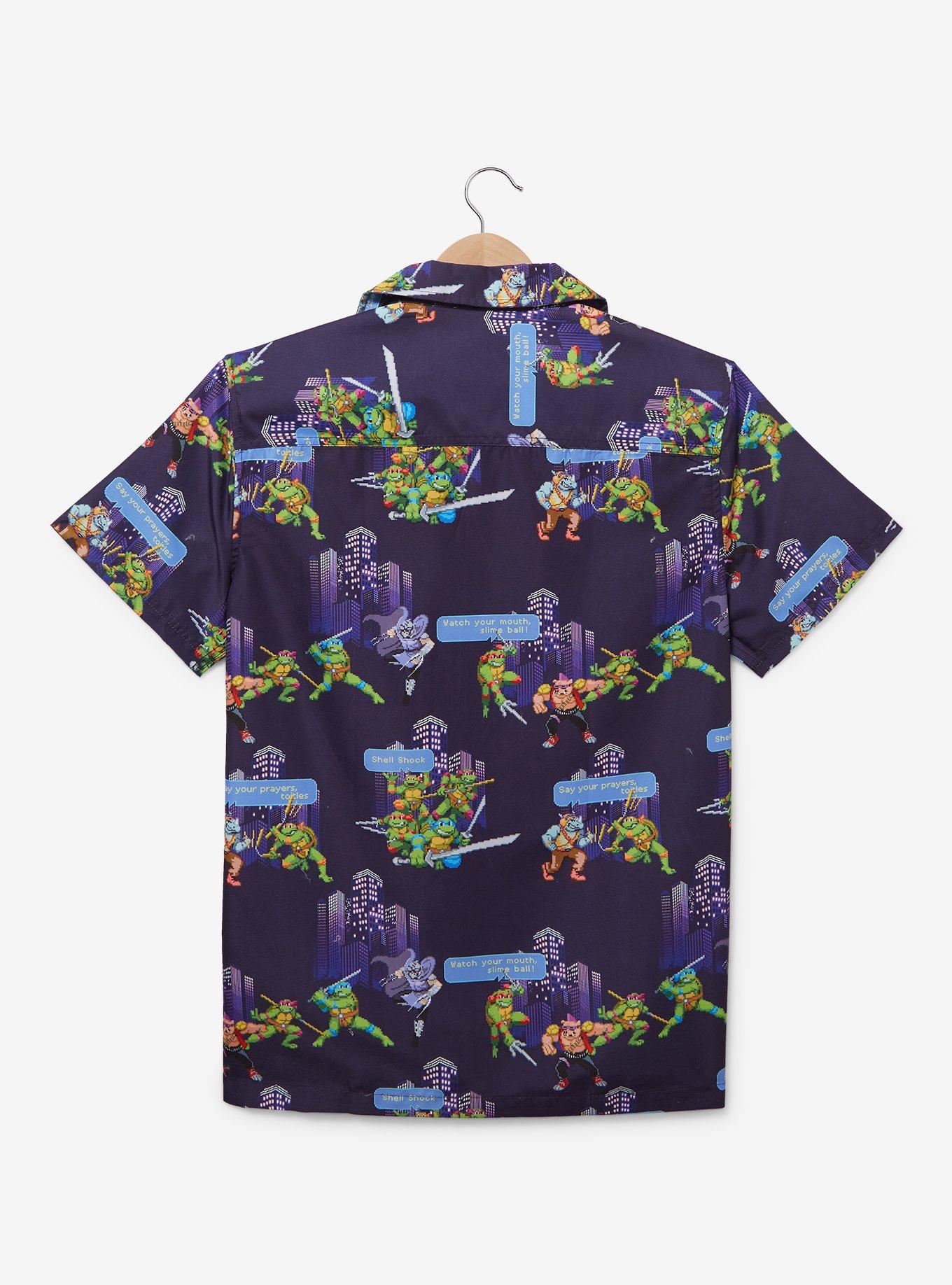 OppoSuits Teenage Mutant Ninja Turtles 8-Bit Allover Print Woven Button-Up - BoxLunch Exclusive, , hi-res