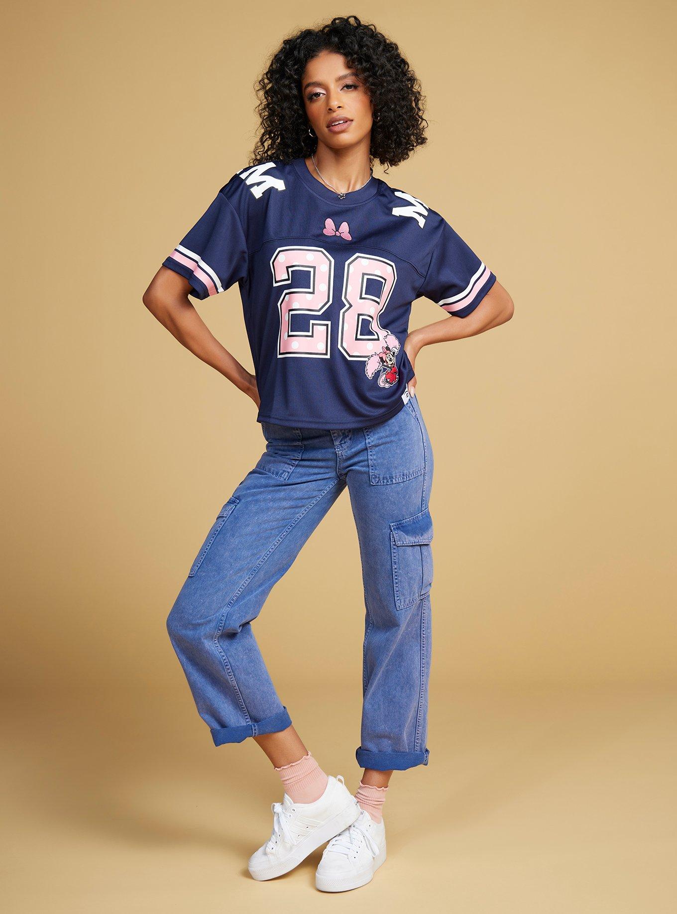 Disney Minnie Mouse Cropped Women's Football Jersey - BoxLunch Exclusive, , hi-res
