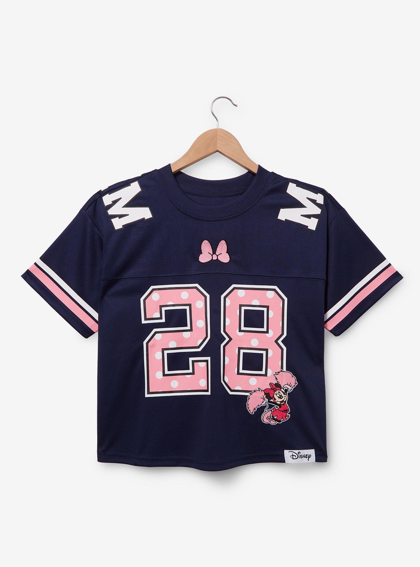 Disney Minnie Mouse Cropped Women's Football Jersey - BoxLunch Exclusive, NAVY, alternate