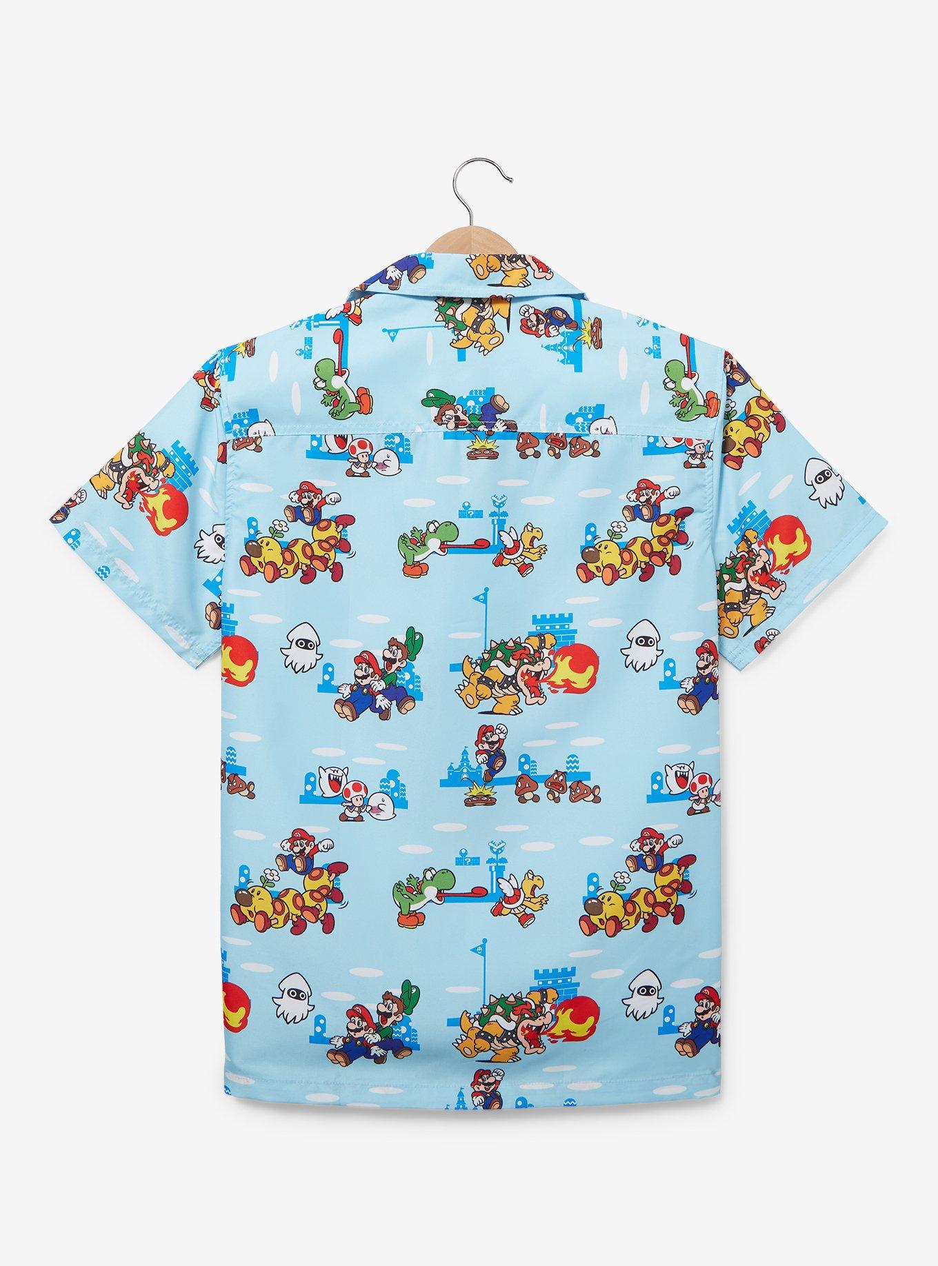 Opposuits Nintendo Super Mario Bros. Mario & Luigi Allover Print Woven Button-Up - BoxLunch Exclusive, , hi-res