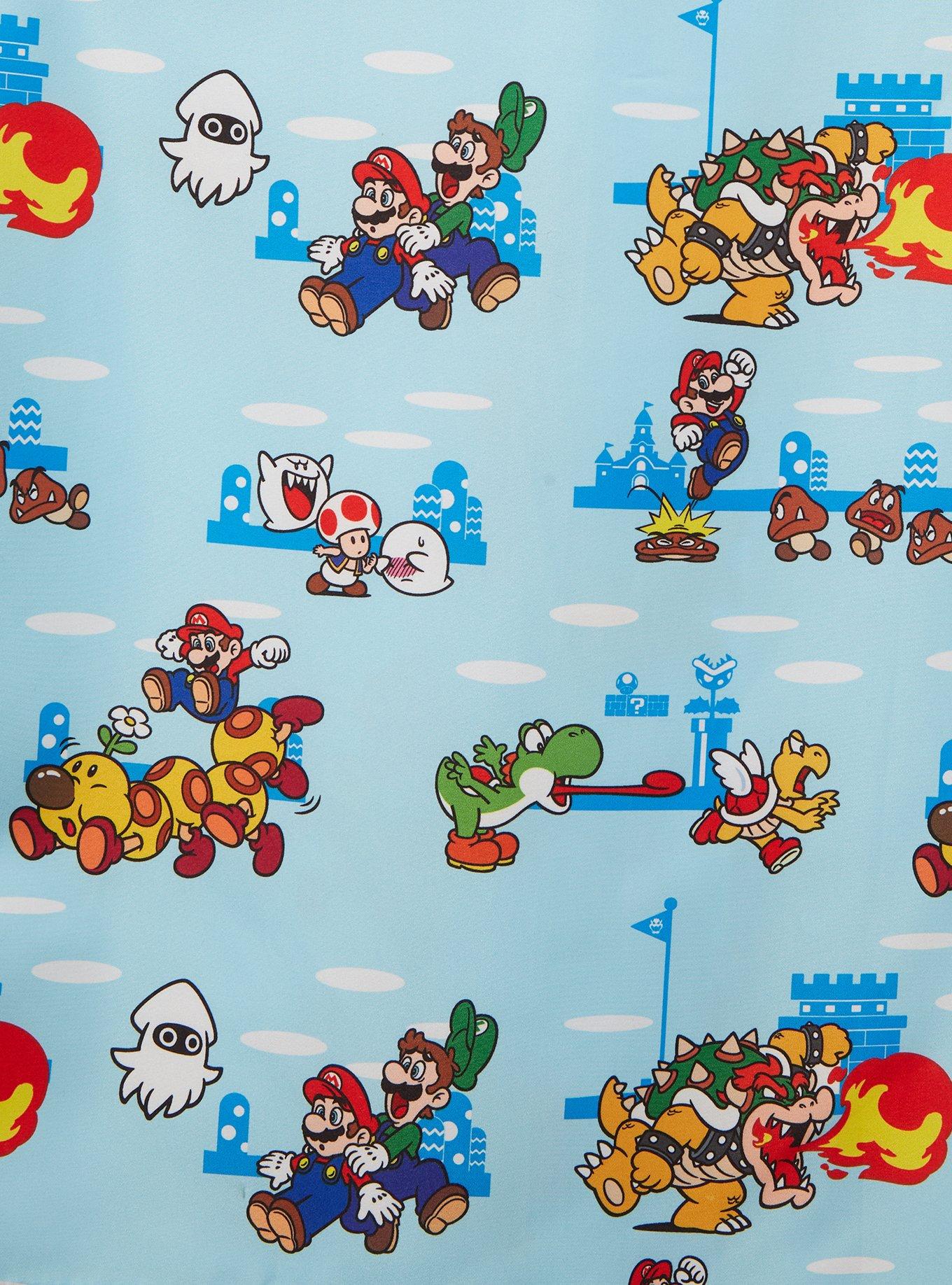 Opposuits Nintendo Super Mario Bros. Mario & Luigi Allover Print Woven Button-Up - BoxLunch Exclusive, BLUE, alternate