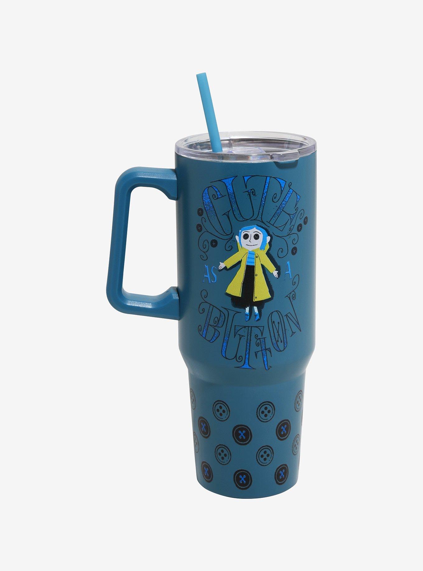 Coraline Button Stainless Steel Travel Cup, , alternate