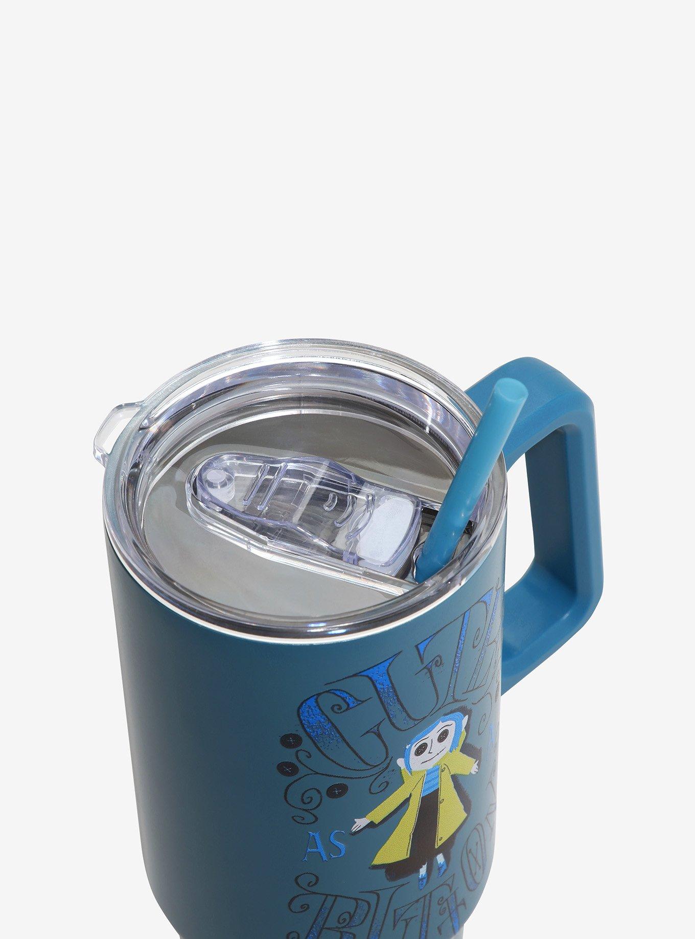 Coraline Button Stainless Steel Travel Cup, , alternate