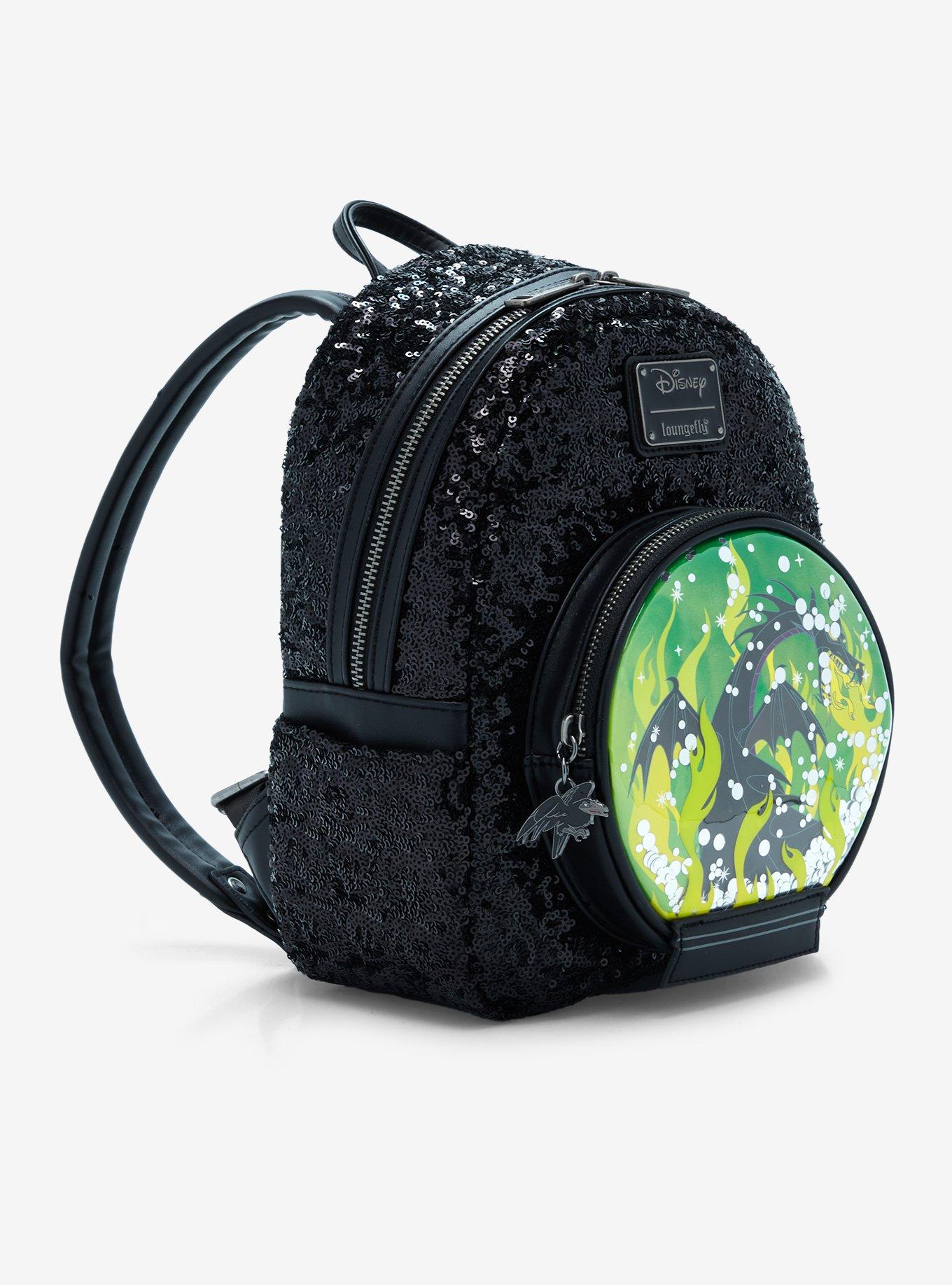 Loungefly Disney Sleeping Beauty Maleficent Snow Globe Sequin Mini Backpack, , alternate