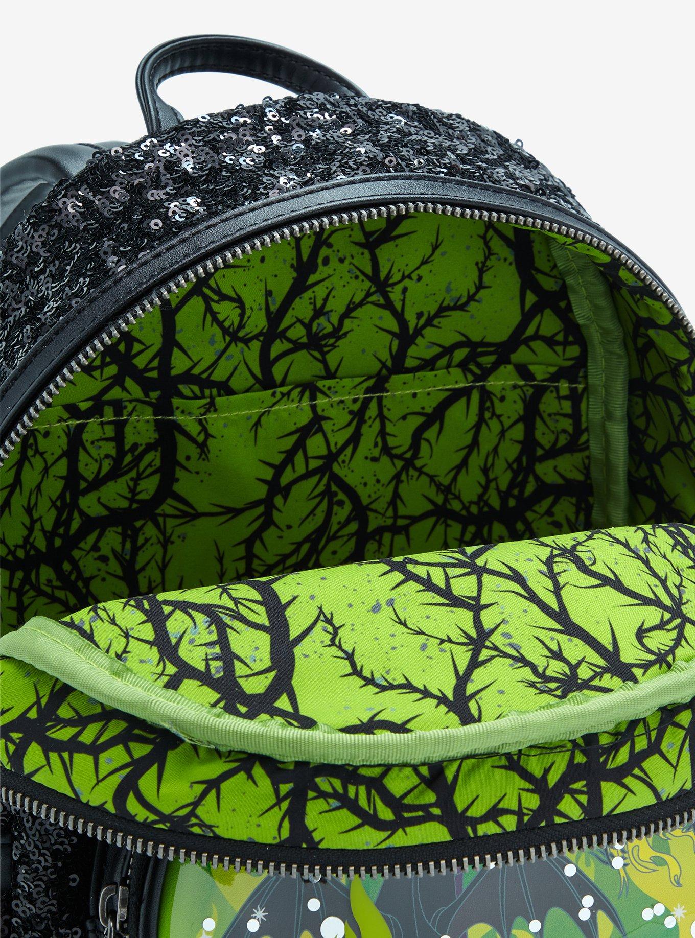 Loungefly Disney Sleeping Beauty Maleficent Snow Globe Sequin Mini Backpack, , alternate