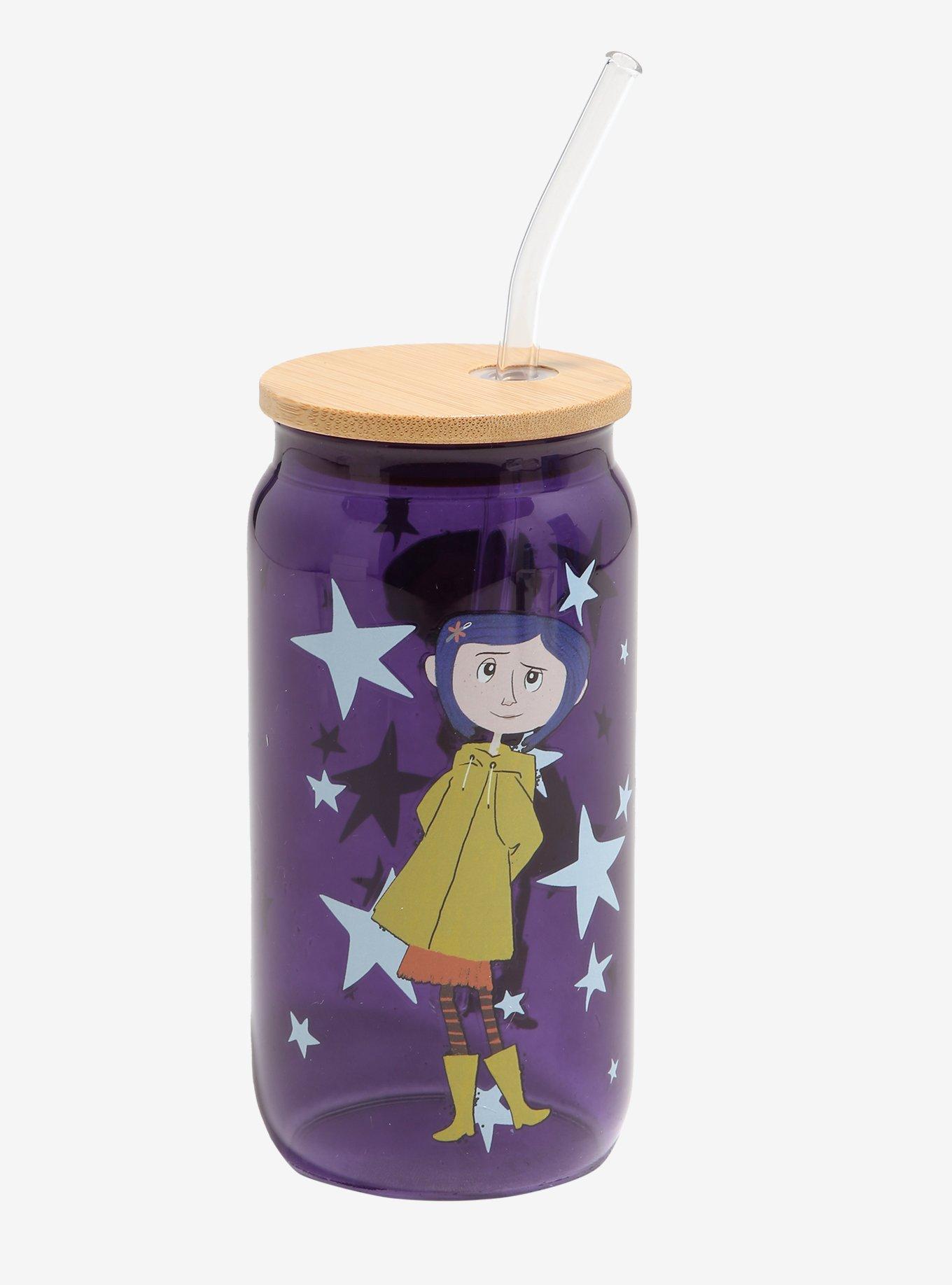 Coraline Stars Blue Glass Travel Cup