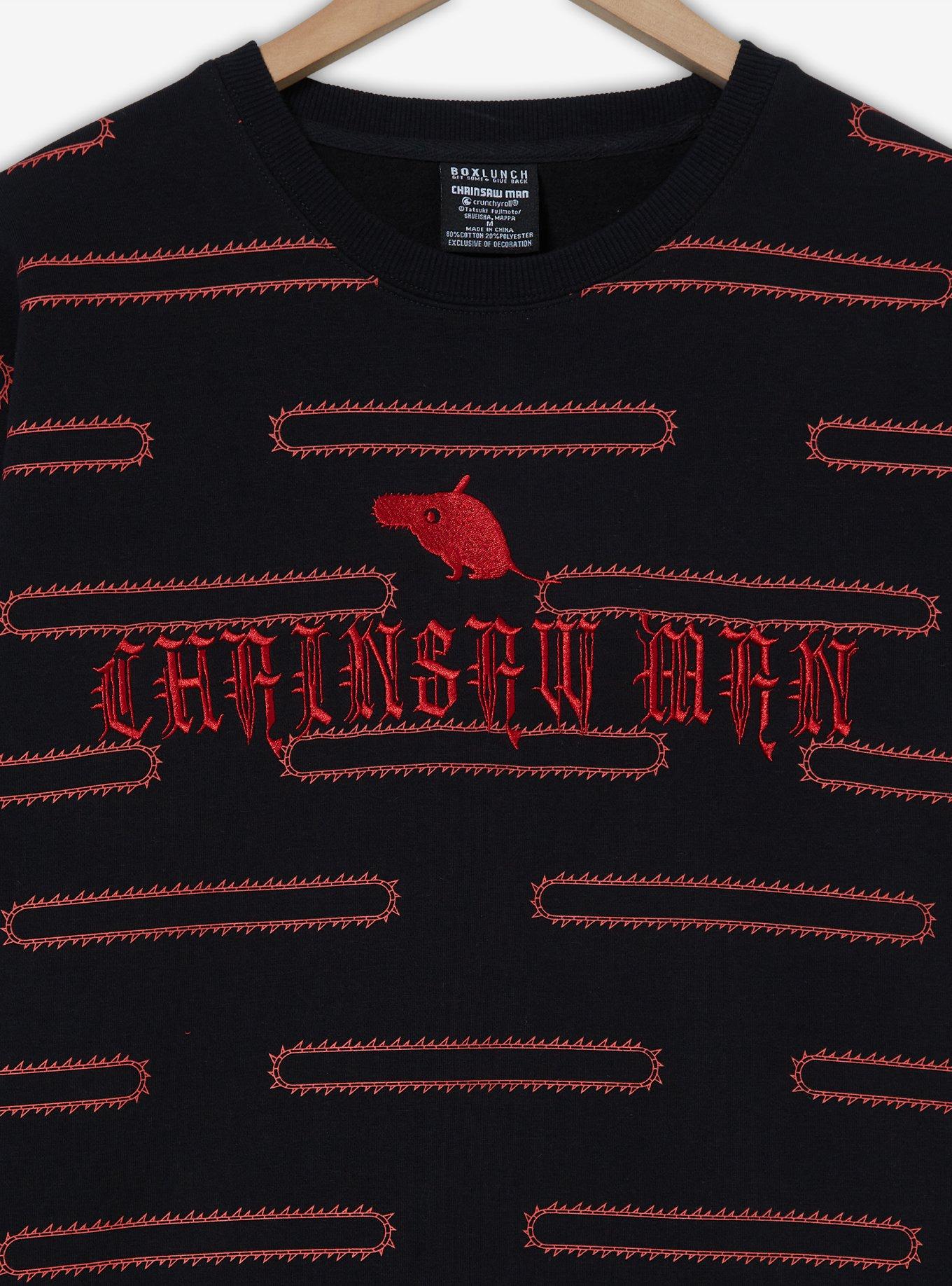 Chainsaw Man Pochita Chainsaw Blade Allover Print Crewneck - BoxLunch Exclusive, BLACK, alternate