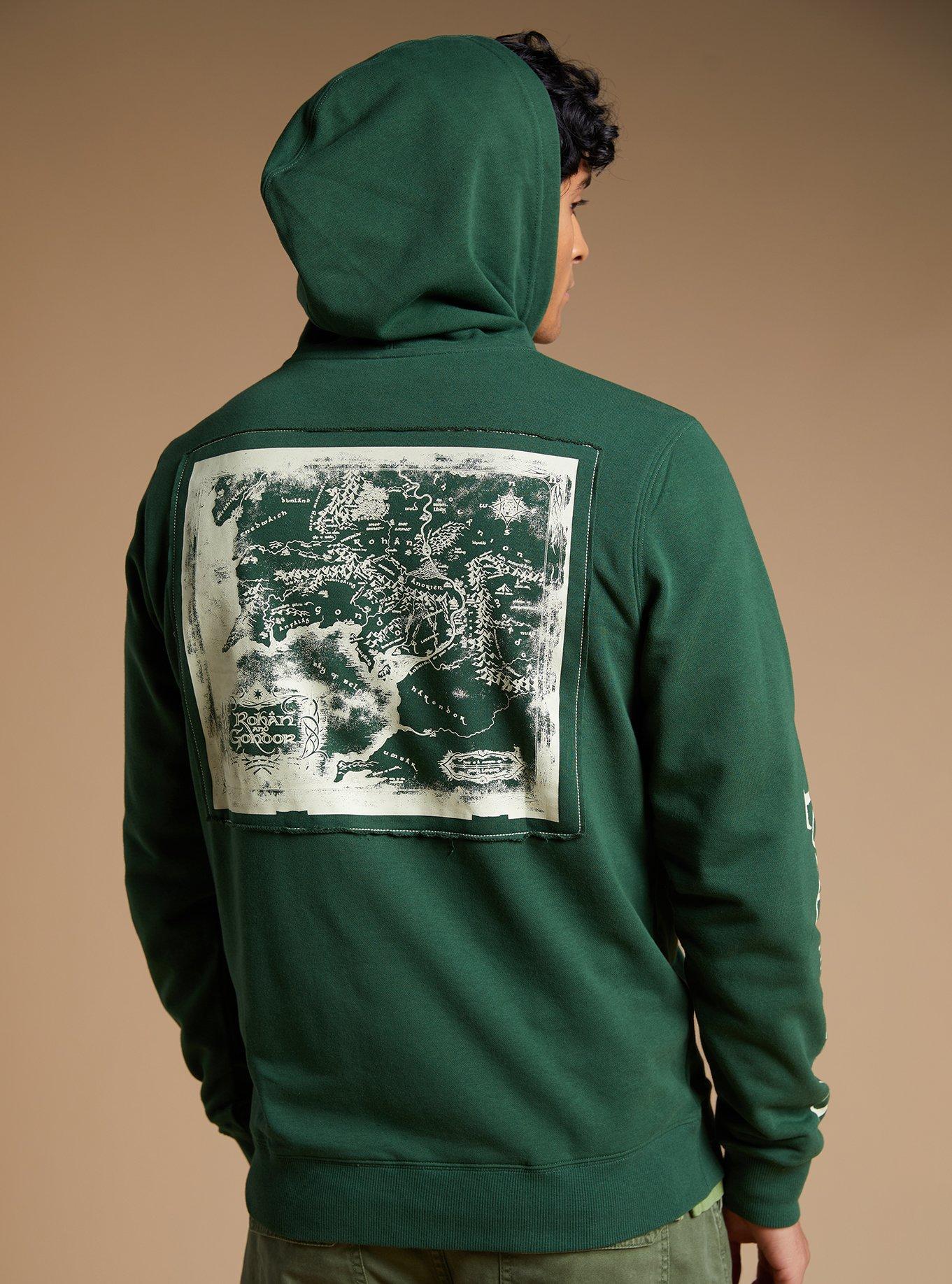 The Lord of the Rings Icons Patchwork Hoodie - BoxLunch Exclusive, GREEN, alternate