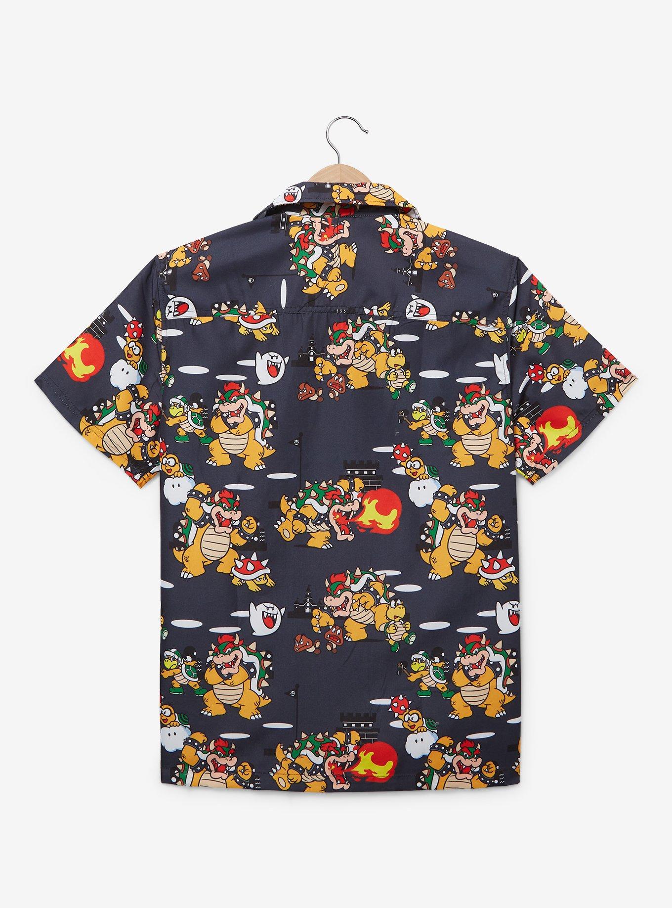 Opposuits Nintendo Super Mario Bros. Bowser Allover Print Woven Button-Up - BoxLunch Exclusive, , hi-res