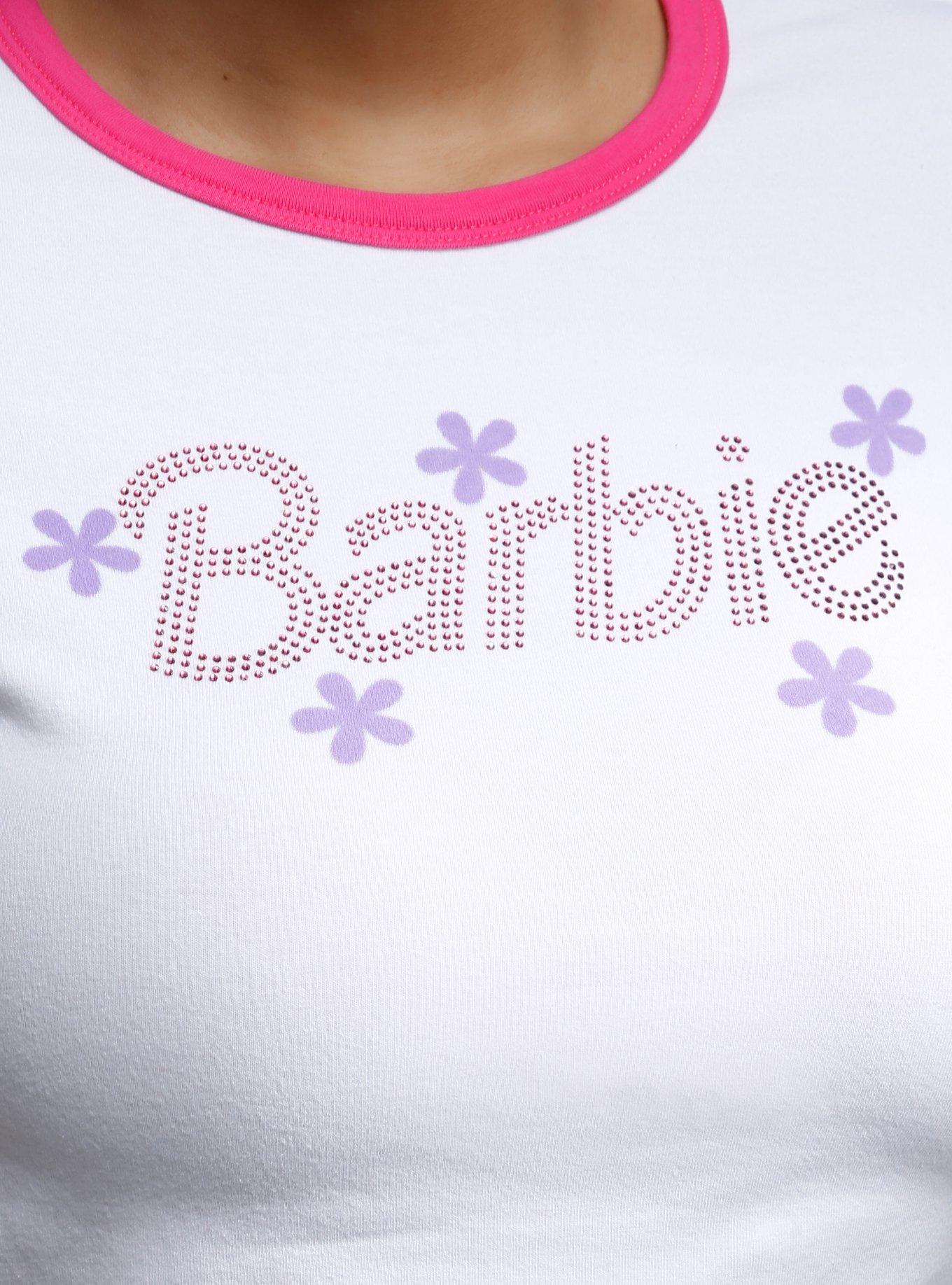 Barbie Rhinestone Logo Ringer Girls Baby T-Shirt, PINK, alternate