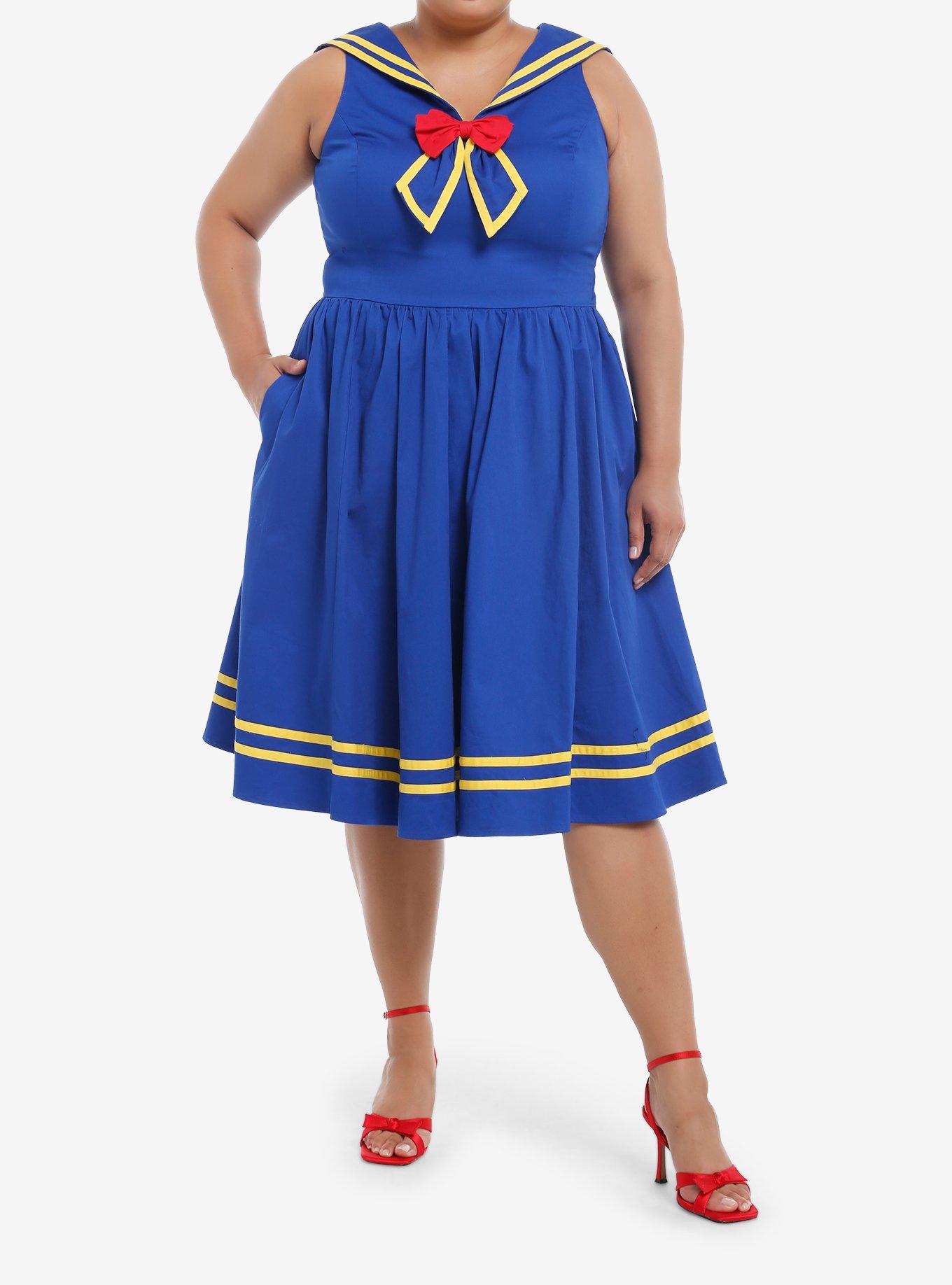 Her Universe Disney Donald Duck Retro Sailor Dress Plus Size Her Universe Exclusive, BLUE, alternate