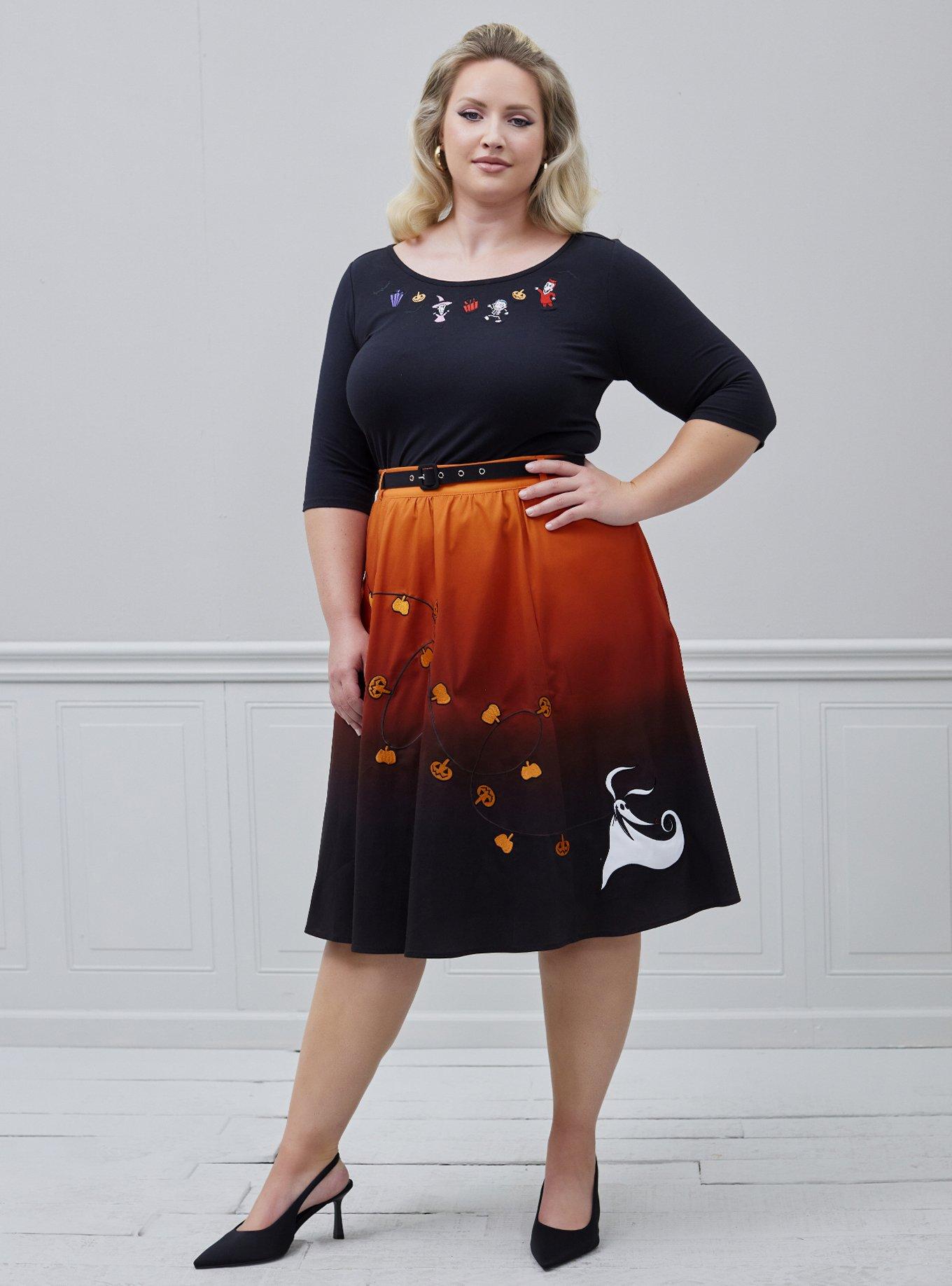 Her Universe The Nightmare Before Christmas Zero Ombre Retro Skirt Plus Size Her Universe Exclusive, , hi-res