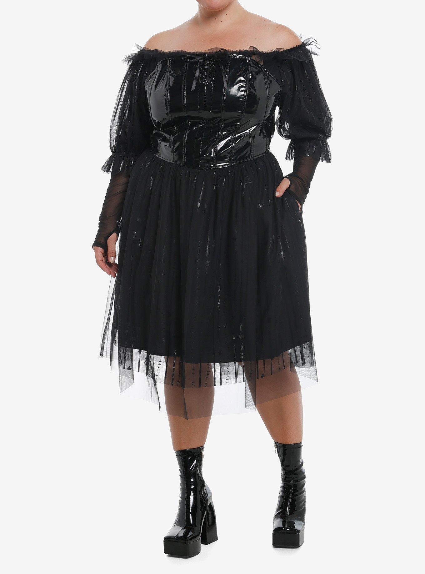 Beetlejuice Beetlejuice Delores Lace-Up Dress Plus Size, BLACK, alternate