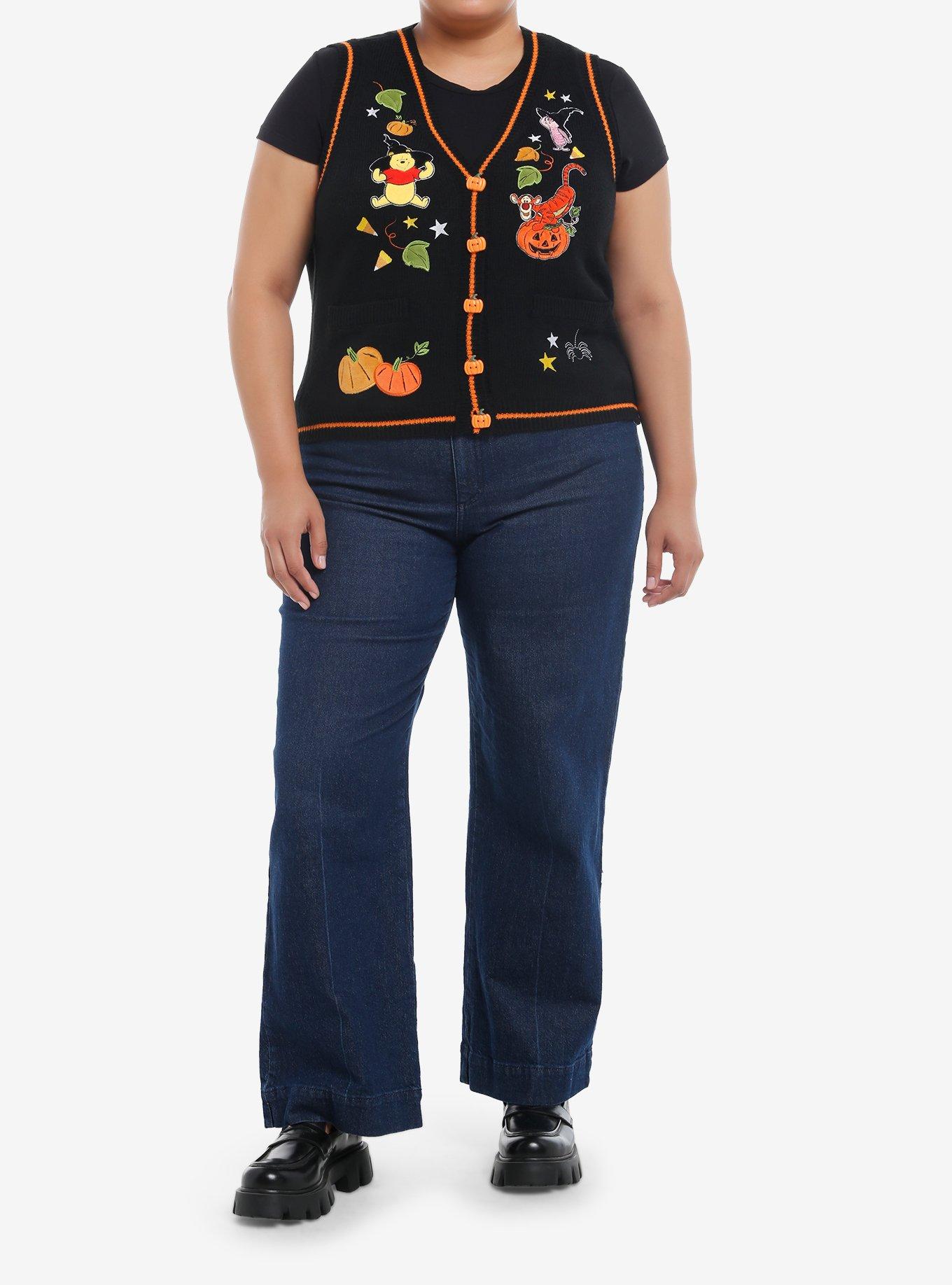 Disney Winnie The Pooh Halloween Embroidered Girls Sweater Vest Plus Size, MULTI, alternate