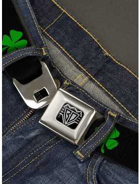 St. Patrick's Day Black Green Seatbelt Buckle Belt, , hi-res