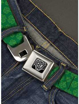 St. Patrick's Day Clovers Scattered Outlined Youth Seatbelt Buckle Belt, , hi-res
