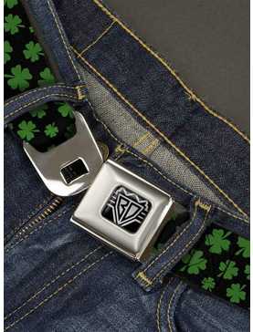 St. Patrick's Day Mini Clovers Scattered Youth Seatbelt Buckle Belt, , hi-res