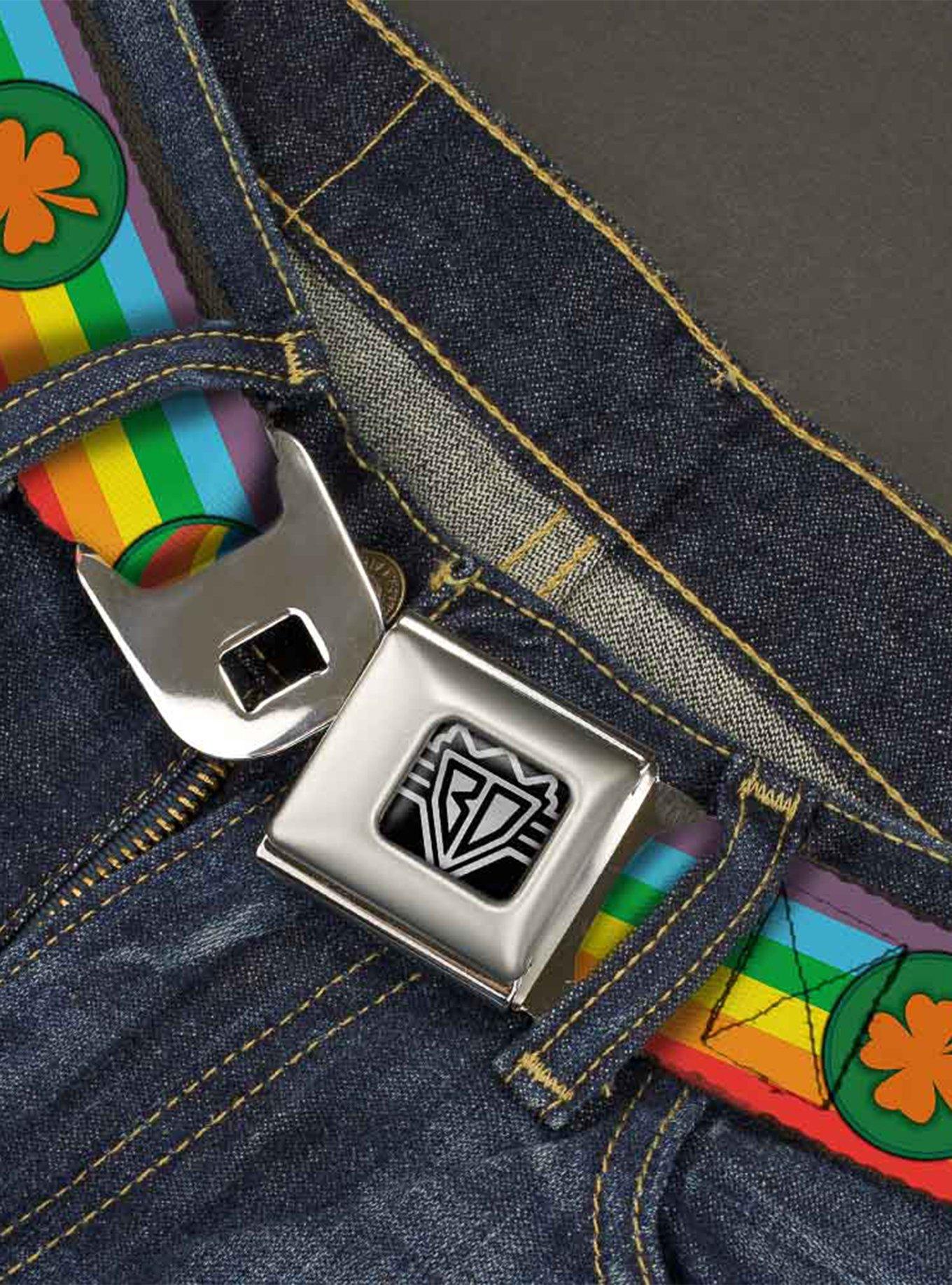 St. Patrick's Day Rainbow Coins Youth Seatbelt Buckle Belt