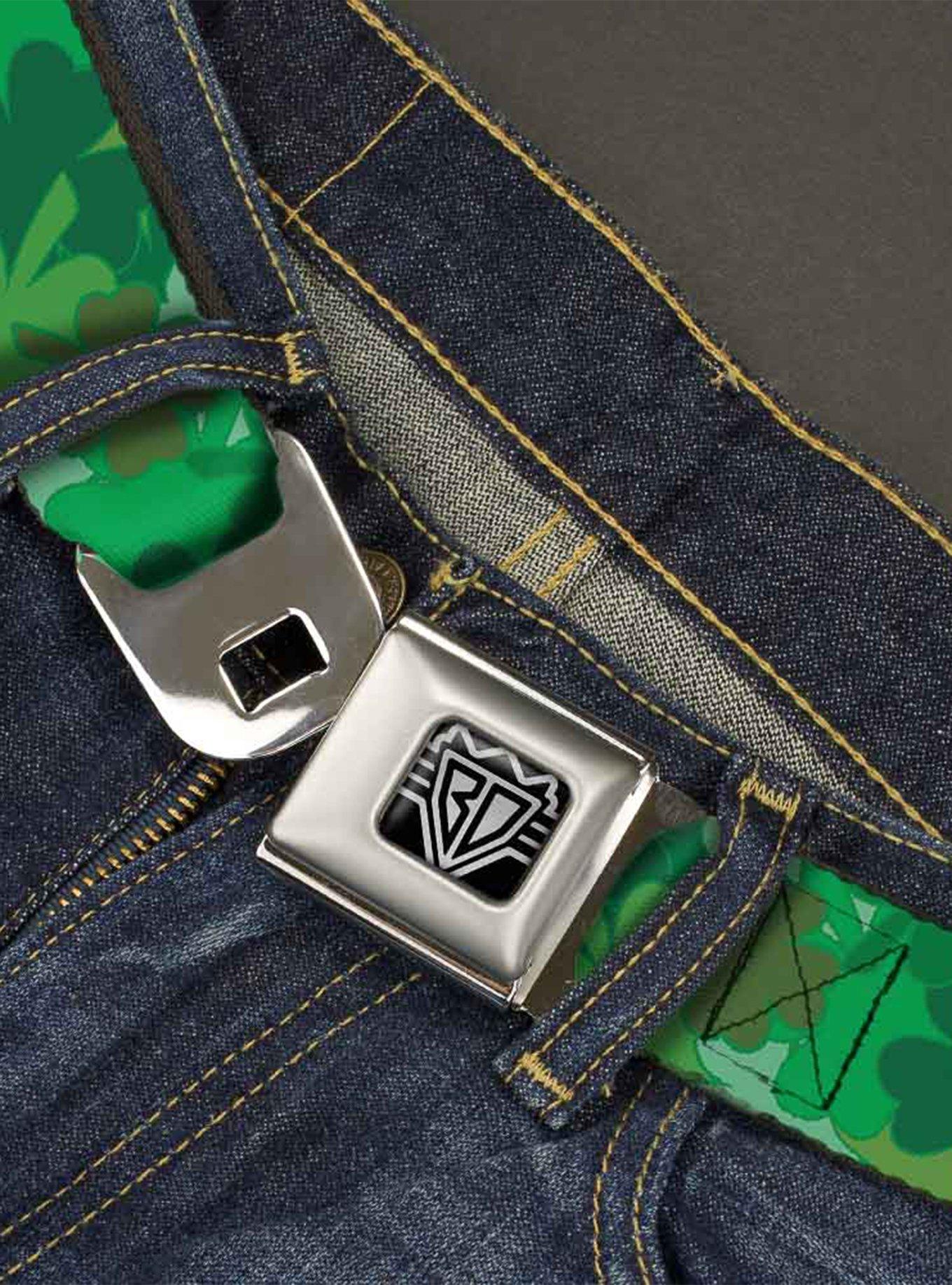 St. Patrick's Day Stacked Shamrocks Youth Seatbelt Buckle Belt