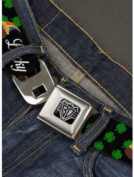 St. Patrick's Day Lucky Pot of Gold Shamrocks Youth Seatbelt Buckle Belt, , hi-res