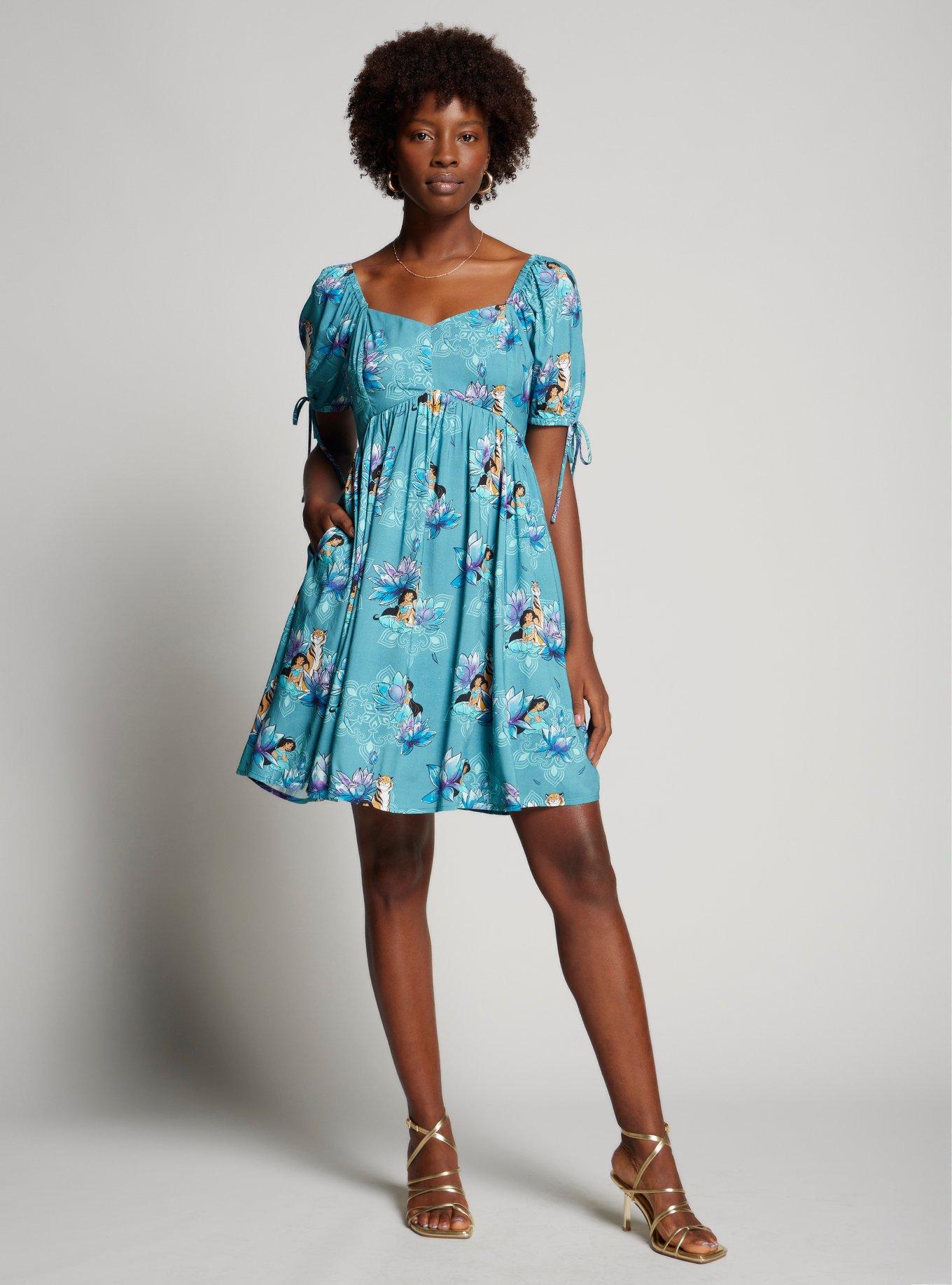 Disney Aladdin Jasmine Floral Allover Print Midi Dress, , hi-res