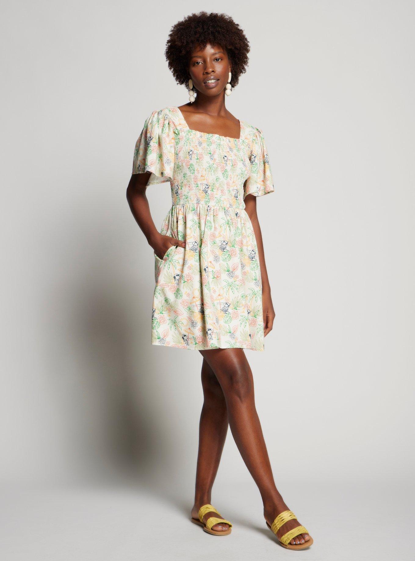 Peanuts Snoopy Tropical Allover Print Smock Dress, , hi-res