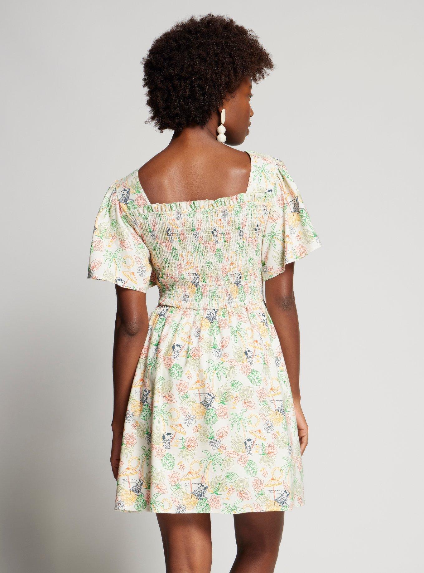 Peanuts Snoopy Tropical Allover Print Smock Dress, MULTI, alternate