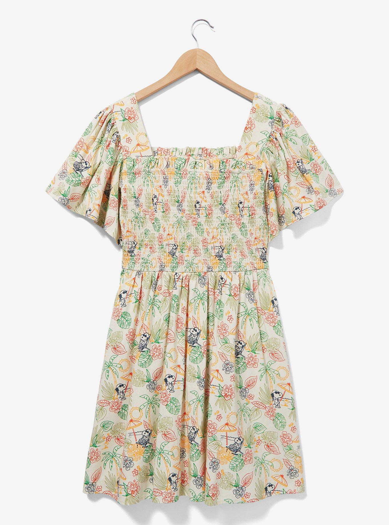 Peanuts Snoopy Tropical Allover Print Smock Dress, MULTI, alternate