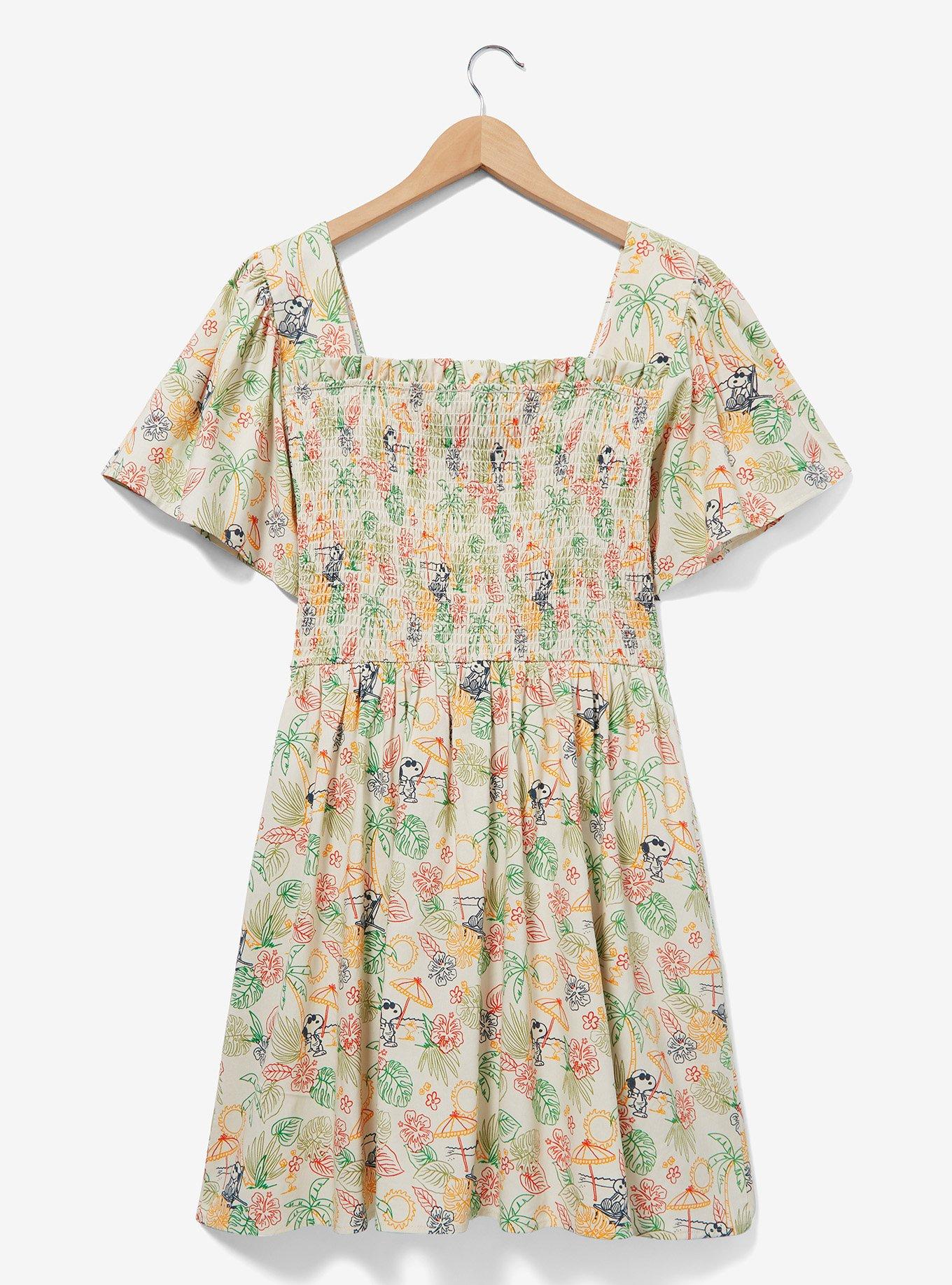 Peanuts Snoopy Tropical Allover Print Smock Dress, MULTI, alternate