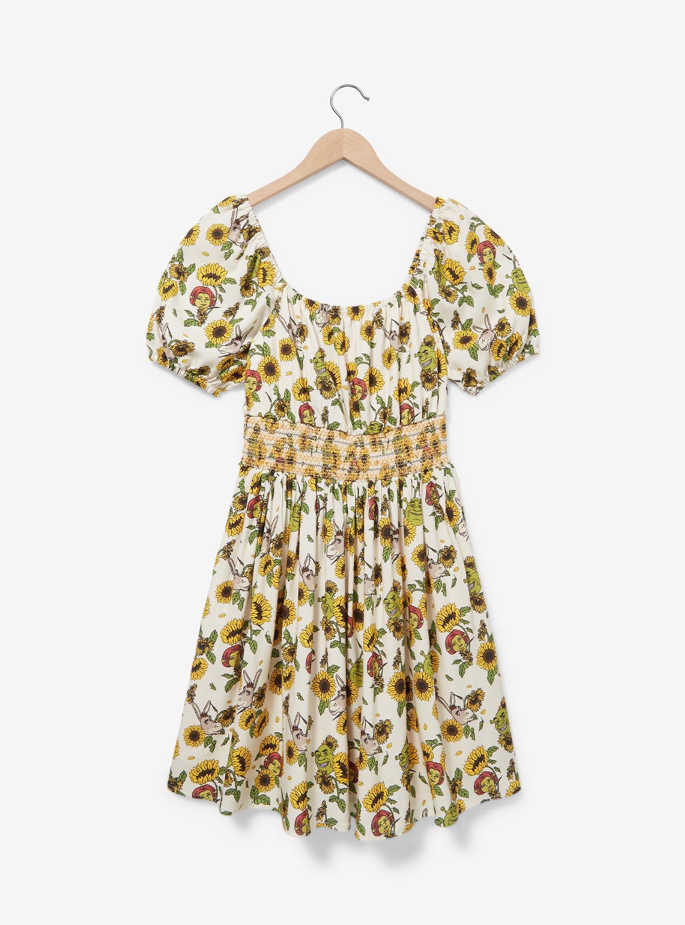 Shrek Sunflower Allover Print Smock Dress, MULTI, alternate