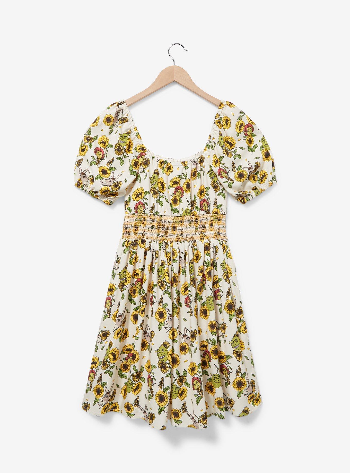 Shrek Sunflower Allover Print Smock Dress, MULTI, alternate