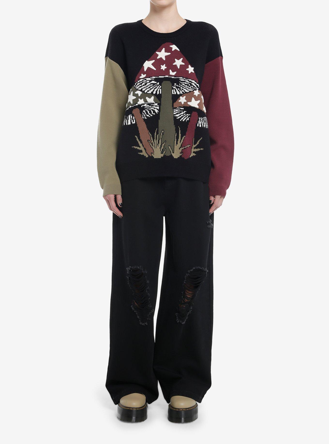 Thorn & Fable Mushroom Star Color-Block Girls Sweater, , hi-res