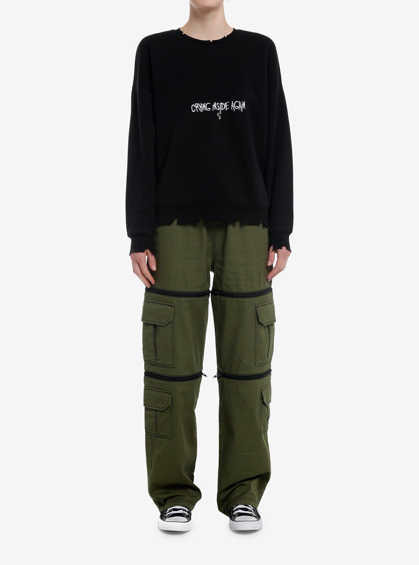 Social Collision Crying Inside Again Destructed Girls Sweatshirt, , hi-res