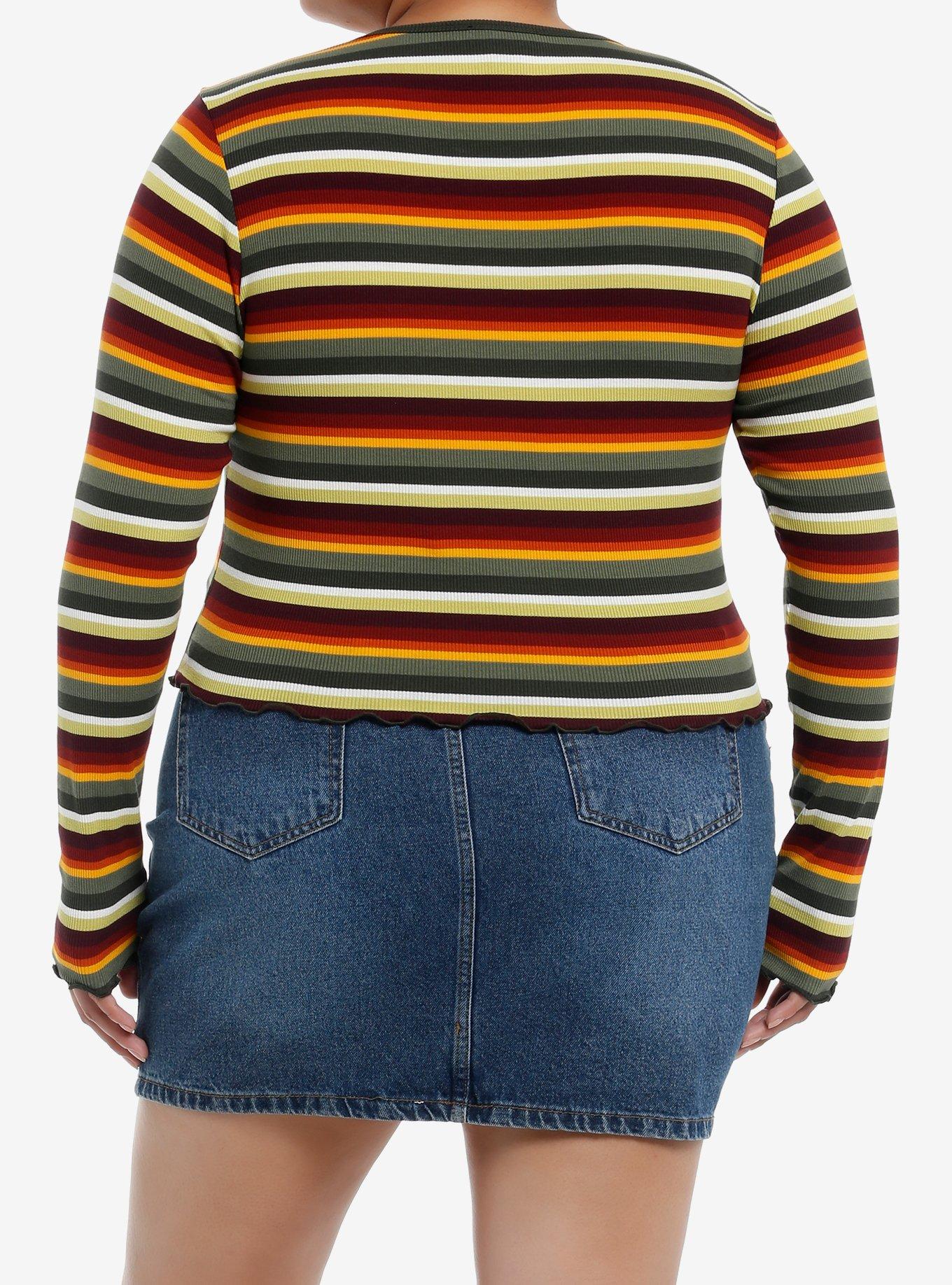 Thorn & Fable Autumn Stripe Girls Long-Sleeve Top Plus Size, RED, alternate