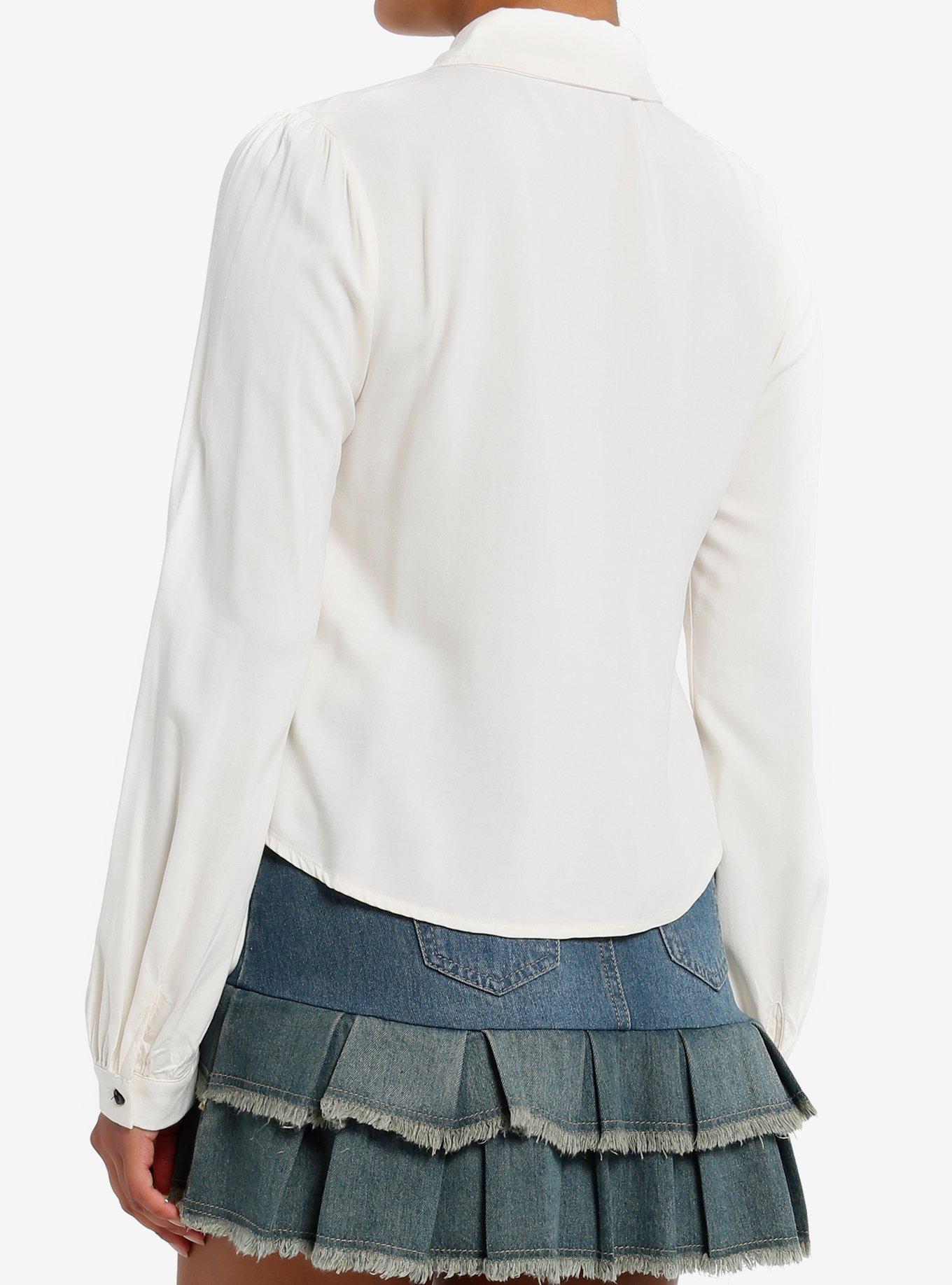 Thorn & Fable Frog & Mushroom Long-Sleeve Girls Woven Top, , hi-res