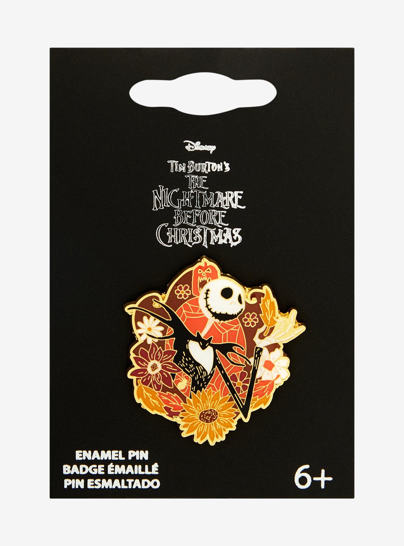 Loungefly Disney The Nightmare Before Christmas Jack Skellington Autumn Floral Enamel Pin — BoxLunch Exclusive, , hi-res