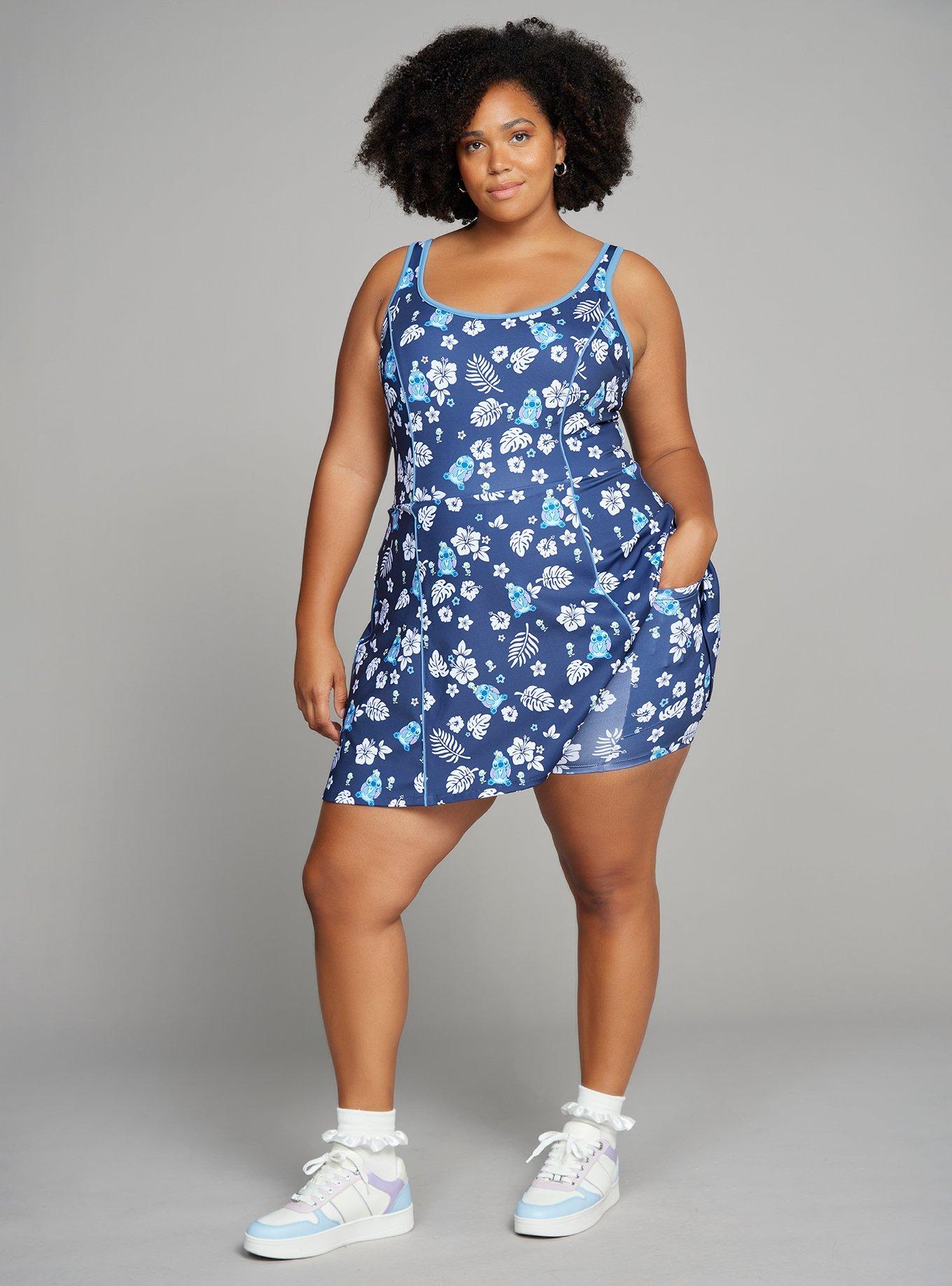 Disney Lilo & Stitch Allover Print Plus Size Athletic Dress — BoxLunch Exclusive, NAVY, alternate