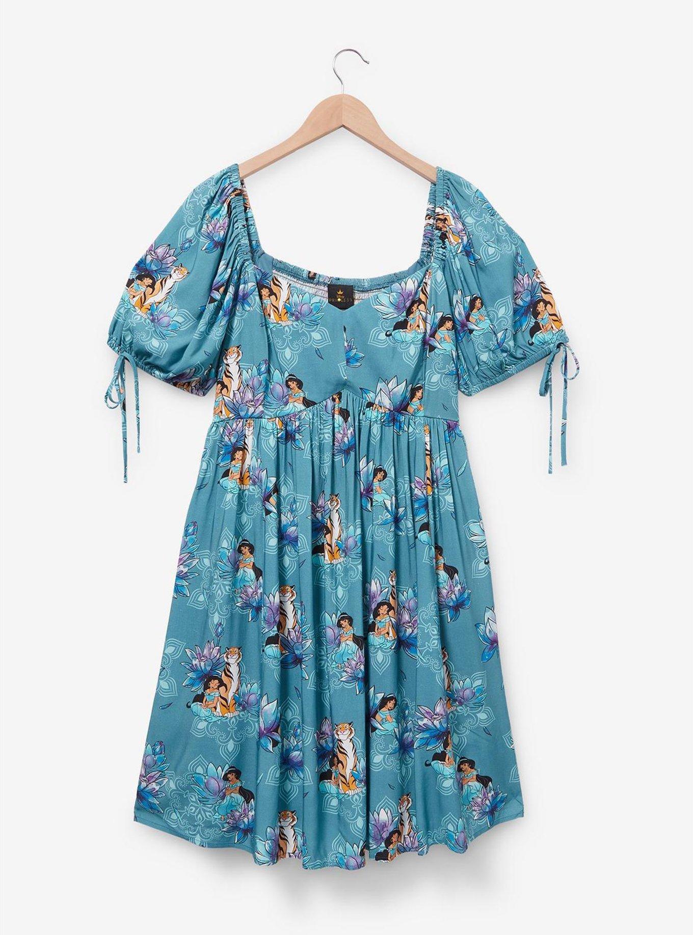 Disney Aladdin Jasmine Floral Allover Print Plus Midi Dress - BoxLunch Exclusive