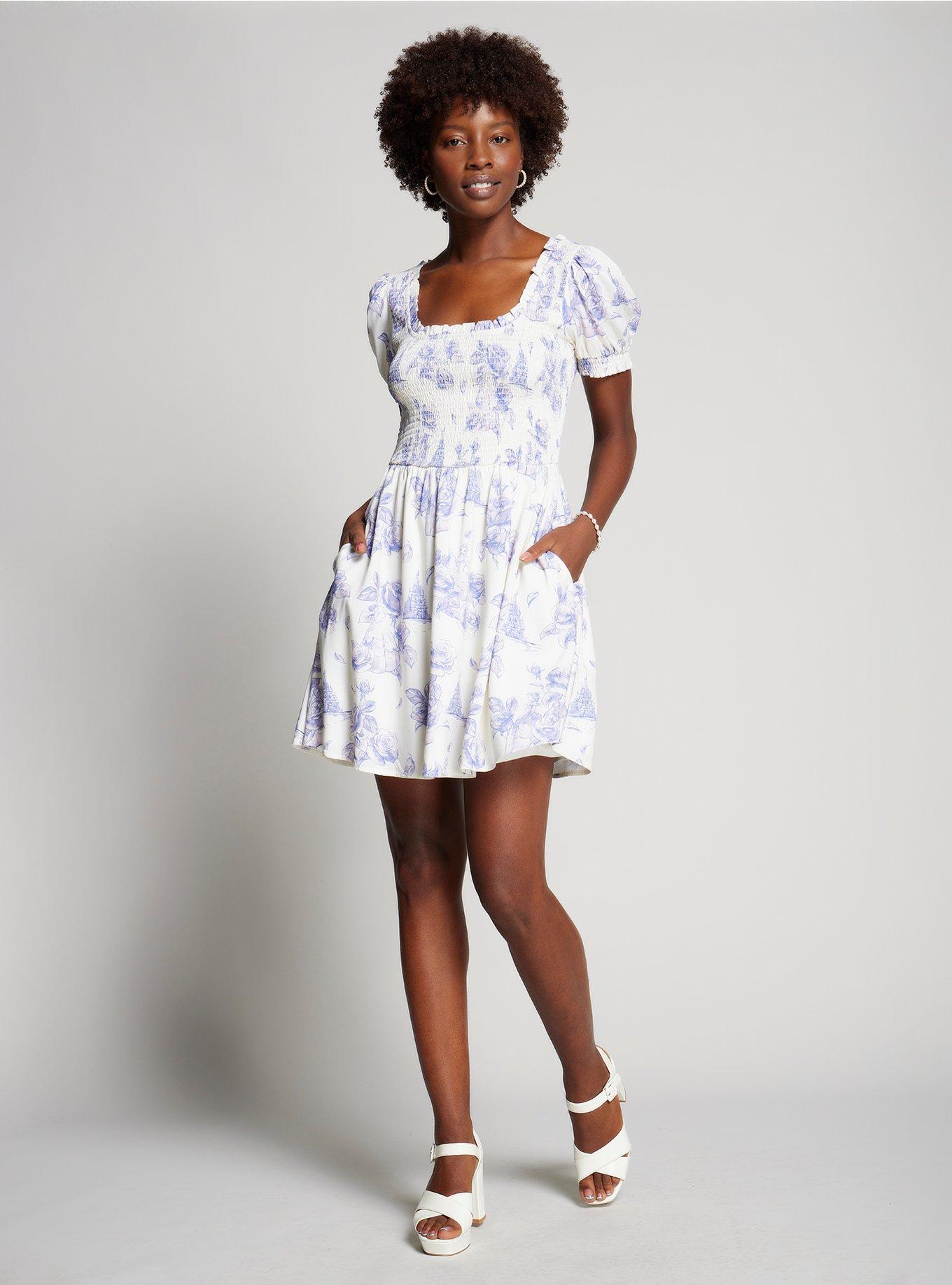 Disney Beauty and the Beast Belle Floral Allover Print Smock Dress - BoxLunch Exclusive, MULTI, alternate