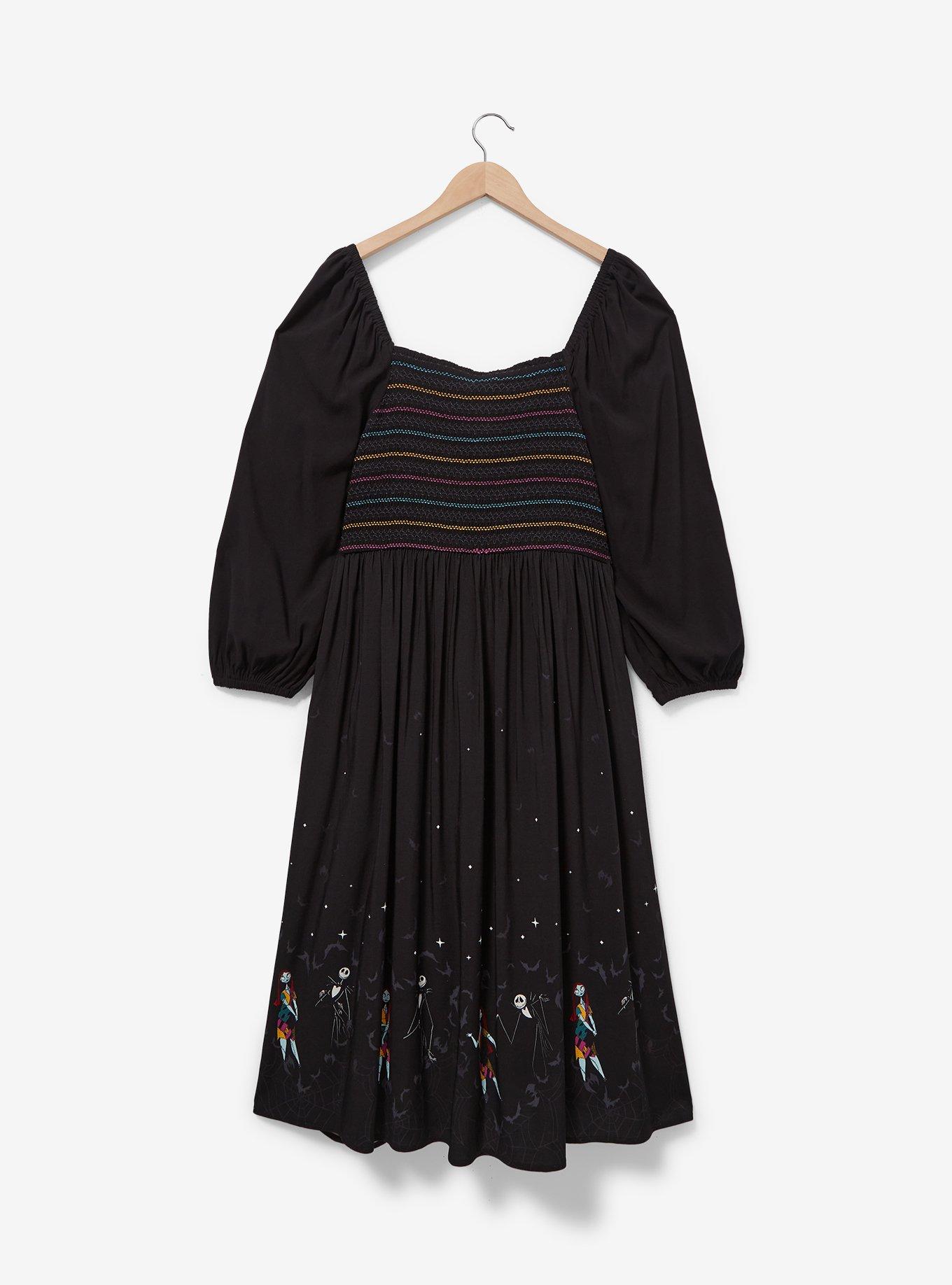 Disney The Nightmare Before Christmas Jack & Sally Long Sleeve Plus Size Midi Dress &mdash; BoxLunch Exclusive, , hi-res