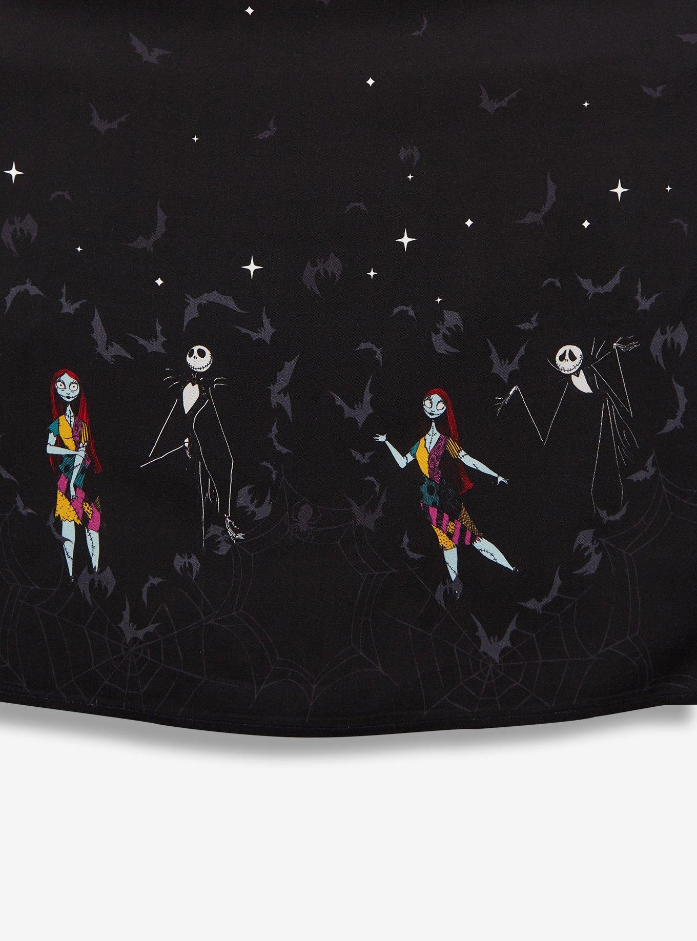 Disney The Nightmare Before Christmas Jack & Sally Long Sleeve Plus Size Midi Dress &mdash; BoxLunch Exclusive, BLACK, alternate