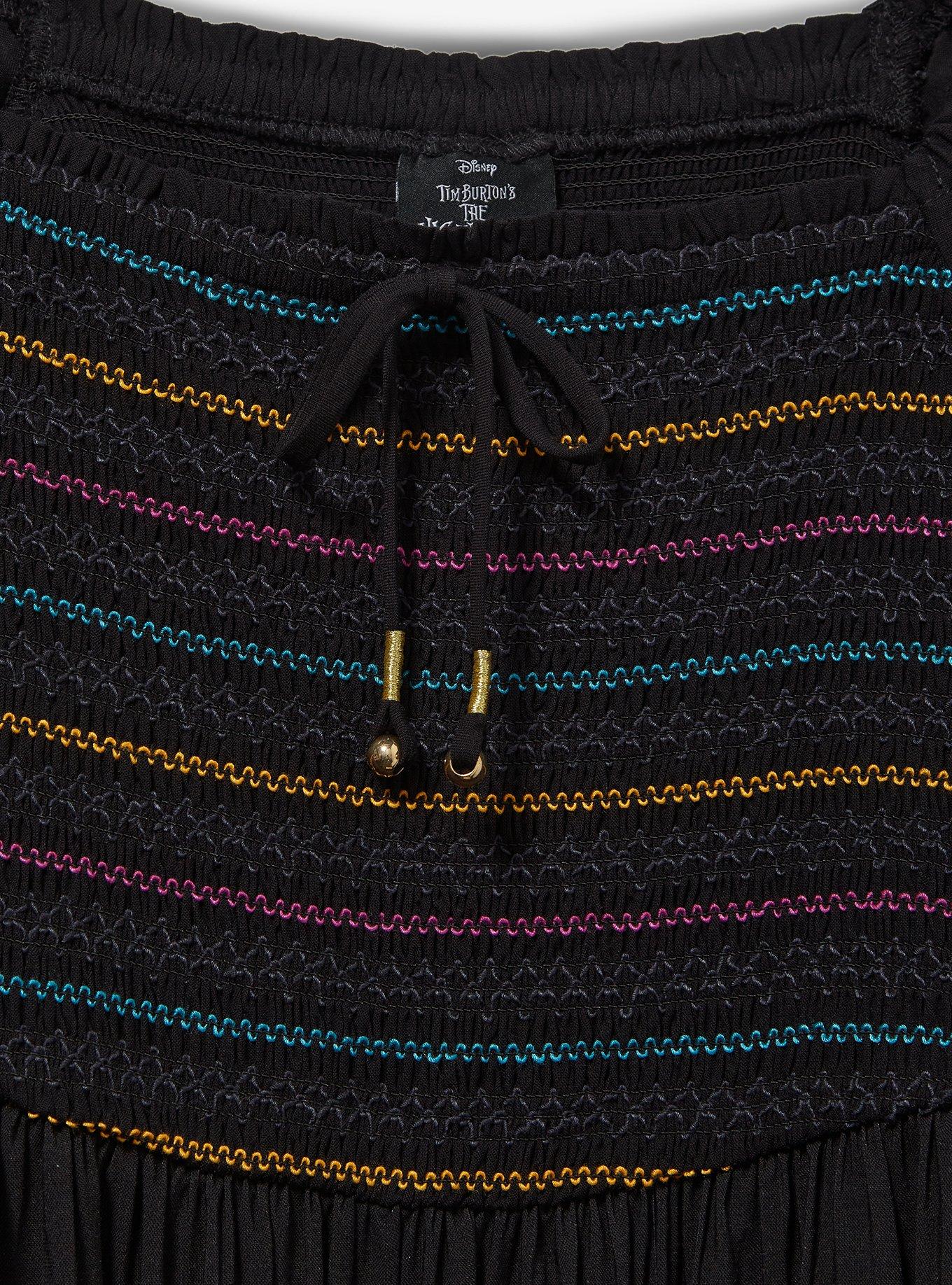 Disney The Nightmare Before Christmas Jack & Sally Long Sleeve Plus Size Midi Dress &mdash; BoxLunch Exclusive, BLACK, alternate