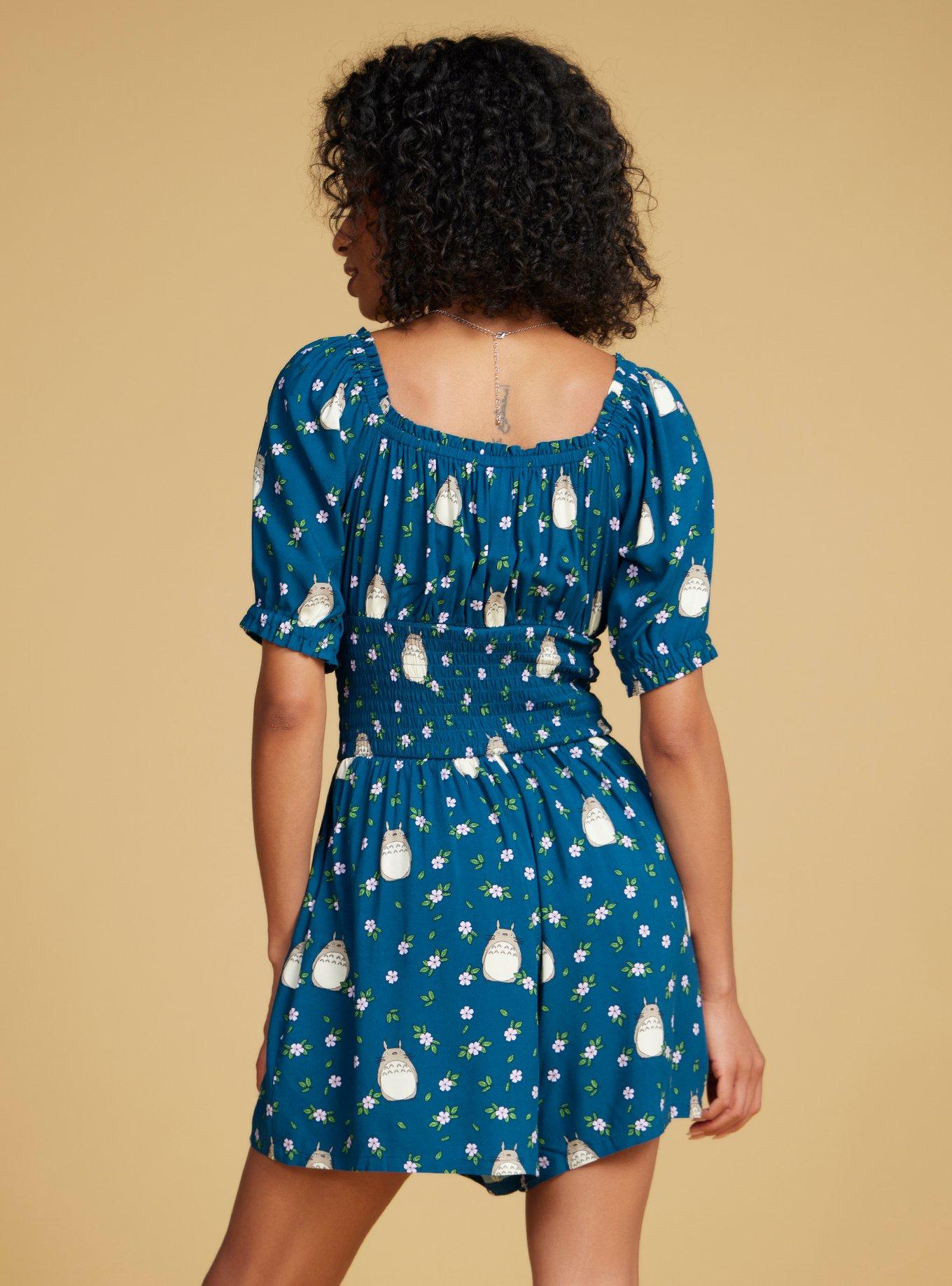 Her Universe Studio Ghibli My Neighbor Totoro Floral Allover Print Romper - BoxLunch Exclusive, PRUSSIAN BLUE, alternate