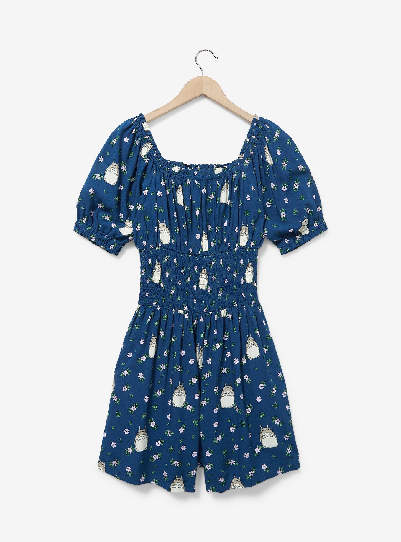 Her Universe Studio Ghibli My Neighbor Totoro Floral Allover Print Romper - BoxLunch Exclusive, PRUSSIAN BLUE, alternate