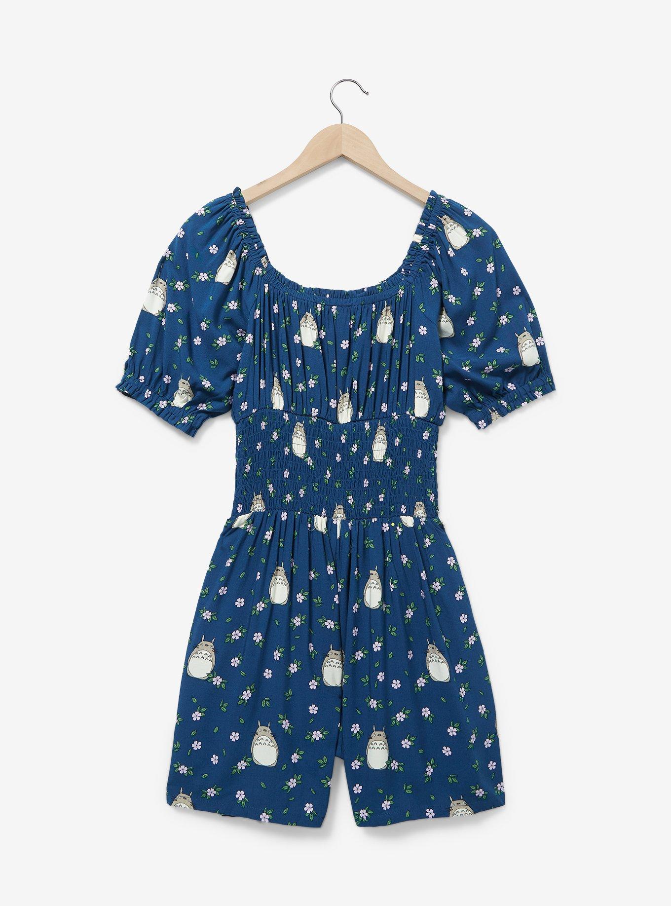 Her Universe Studio Ghibli My Neighbor Totoro Floral Allover Print Romper - BoxLunch Exclusive, PRUSSIAN BLUE, alternate
