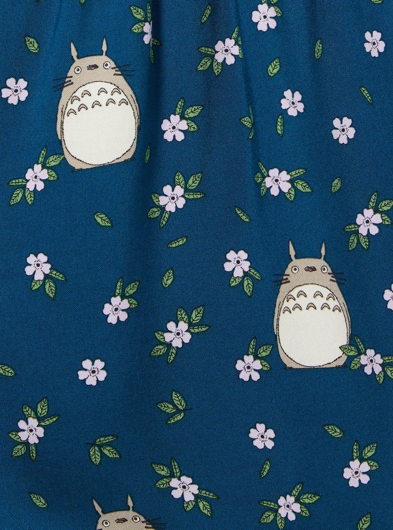 Her Universe Studio Ghibli My Neighbor Totoro Floral Allover Print Plus Size Romper - BoxLunch Exclusive, PRUSSIAN BLUE, alternate