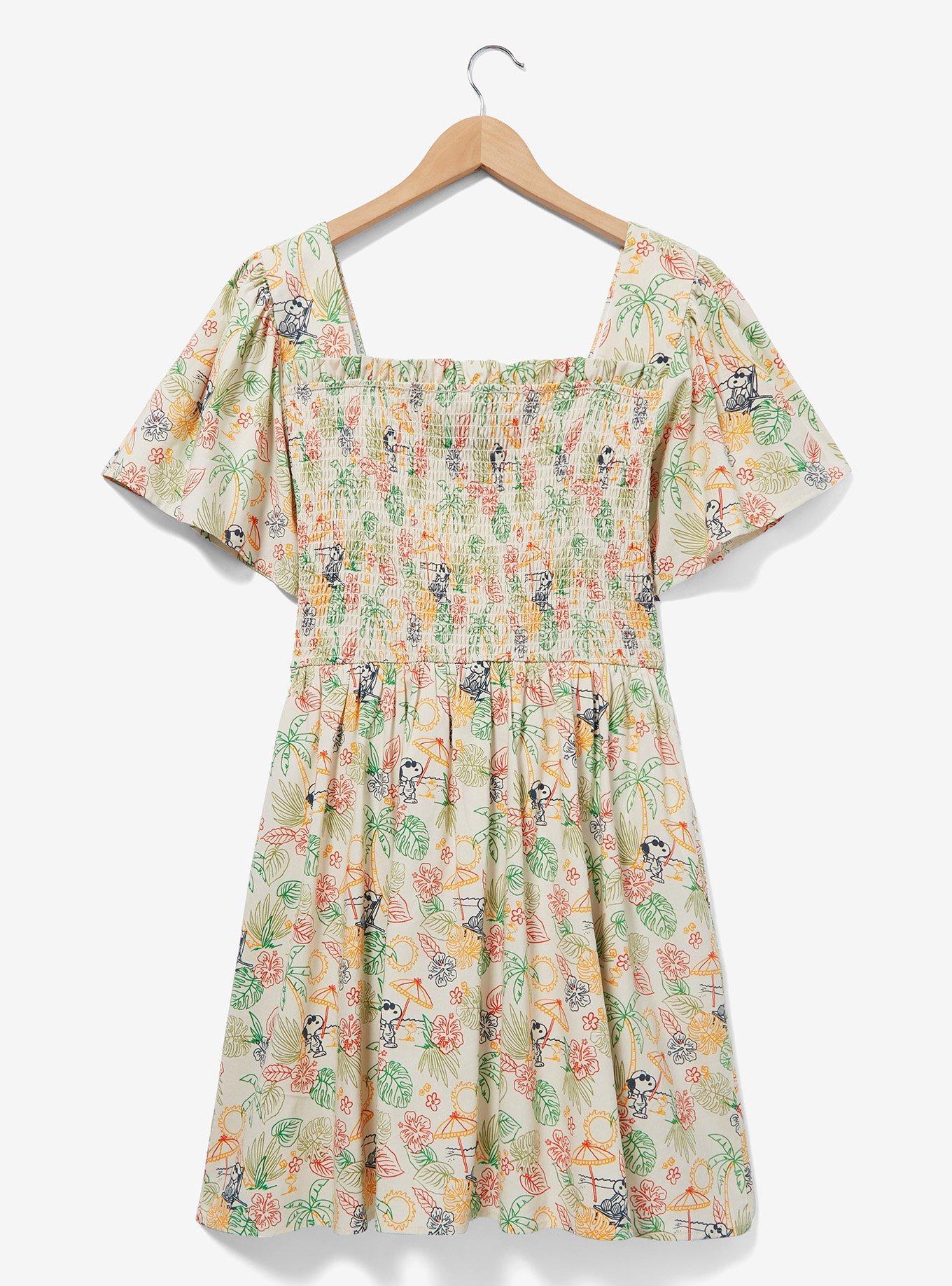 Peanuts Snoopy Tropical Allover Print Smock Dress - BoxLunch Exclusive, , hi-res
