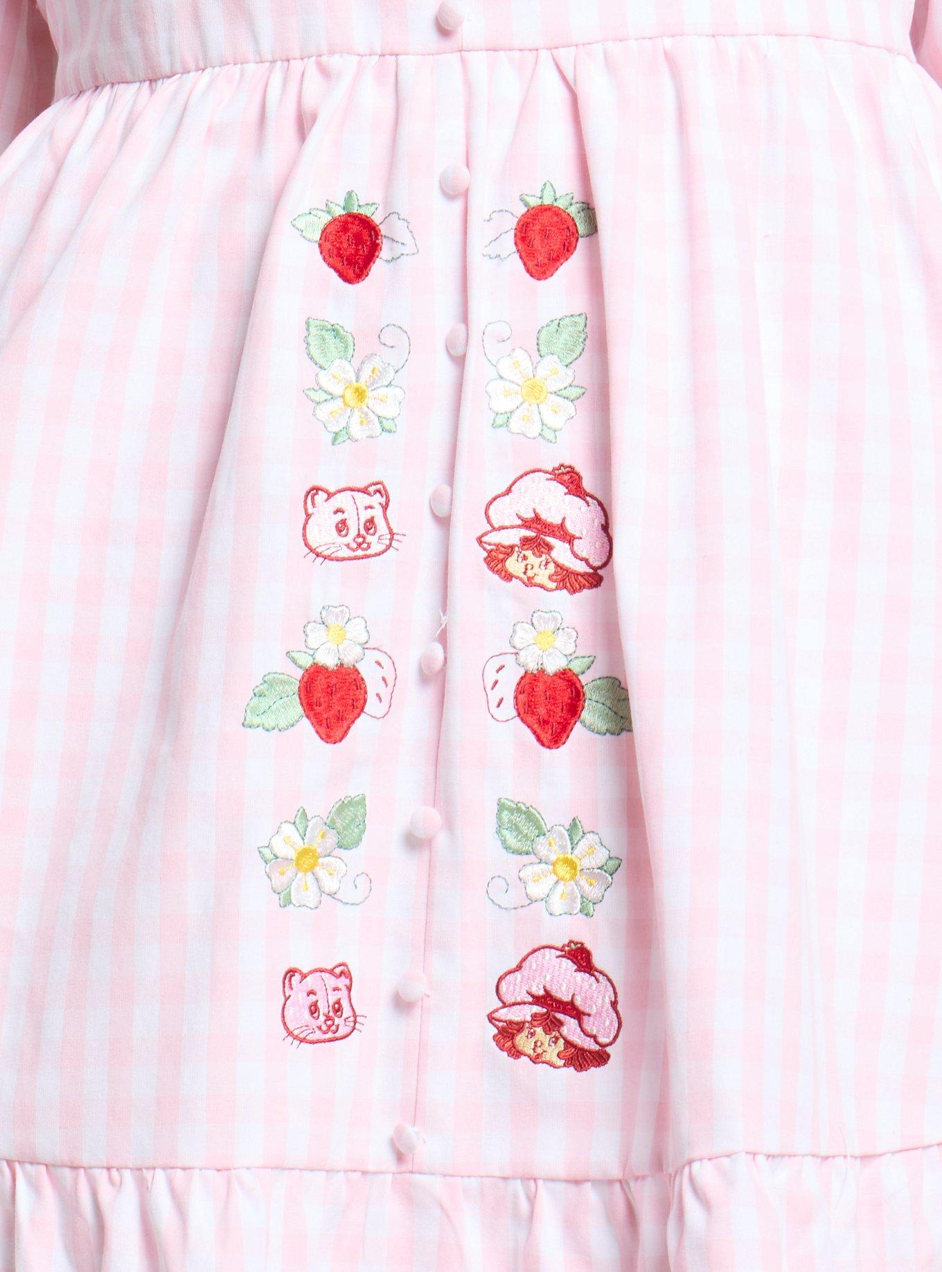 Strawberry Shortcake Gingham Icons Smock Dress - BoxLunch Exclusive, RED STRIPE, alternate